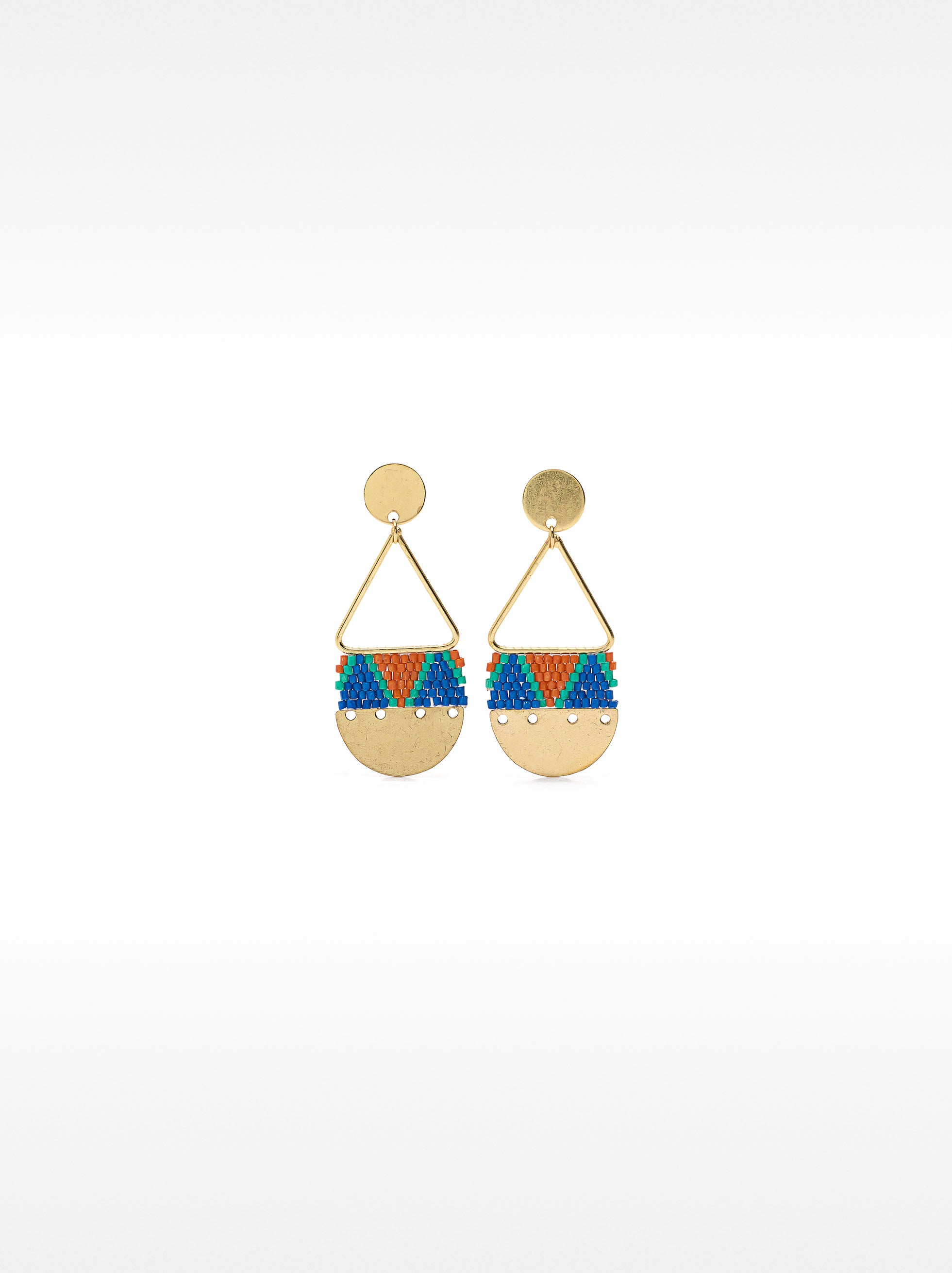 Pendientes Largos Triangulares Con Abalorios