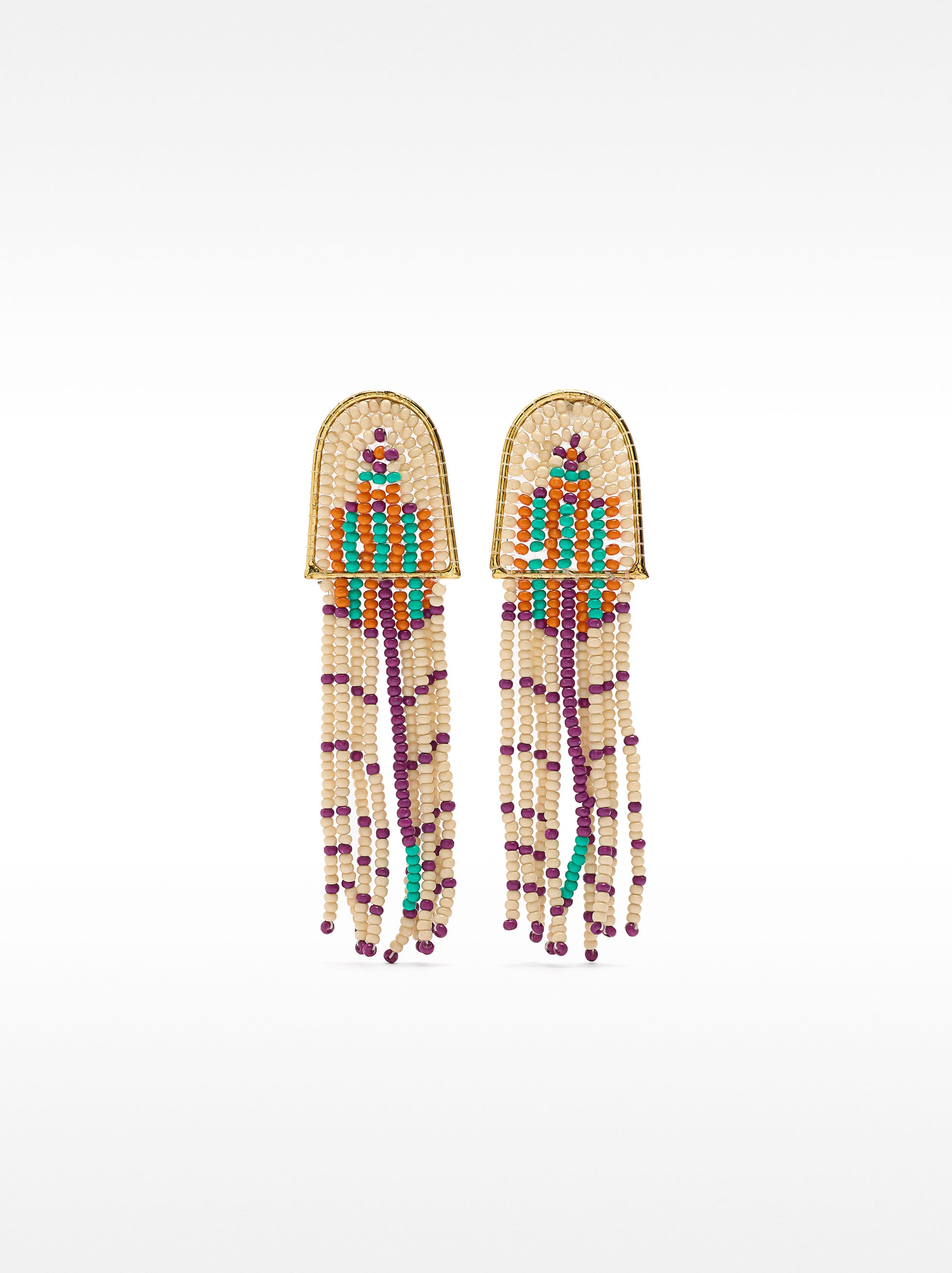 Pendientes Largos Étnicos Con Abalorios