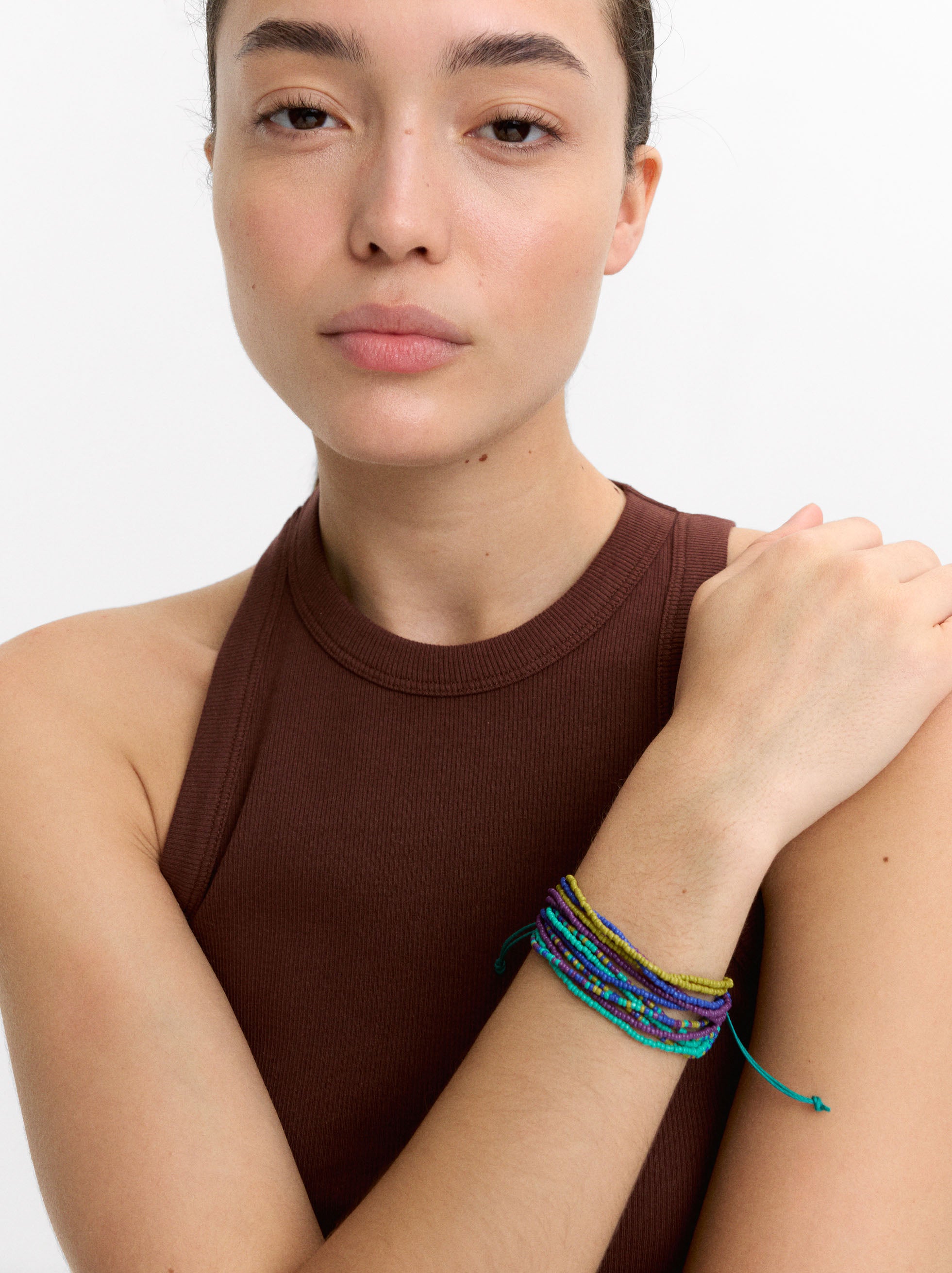 Pulsera Regulable Multicolor Con Abalorios