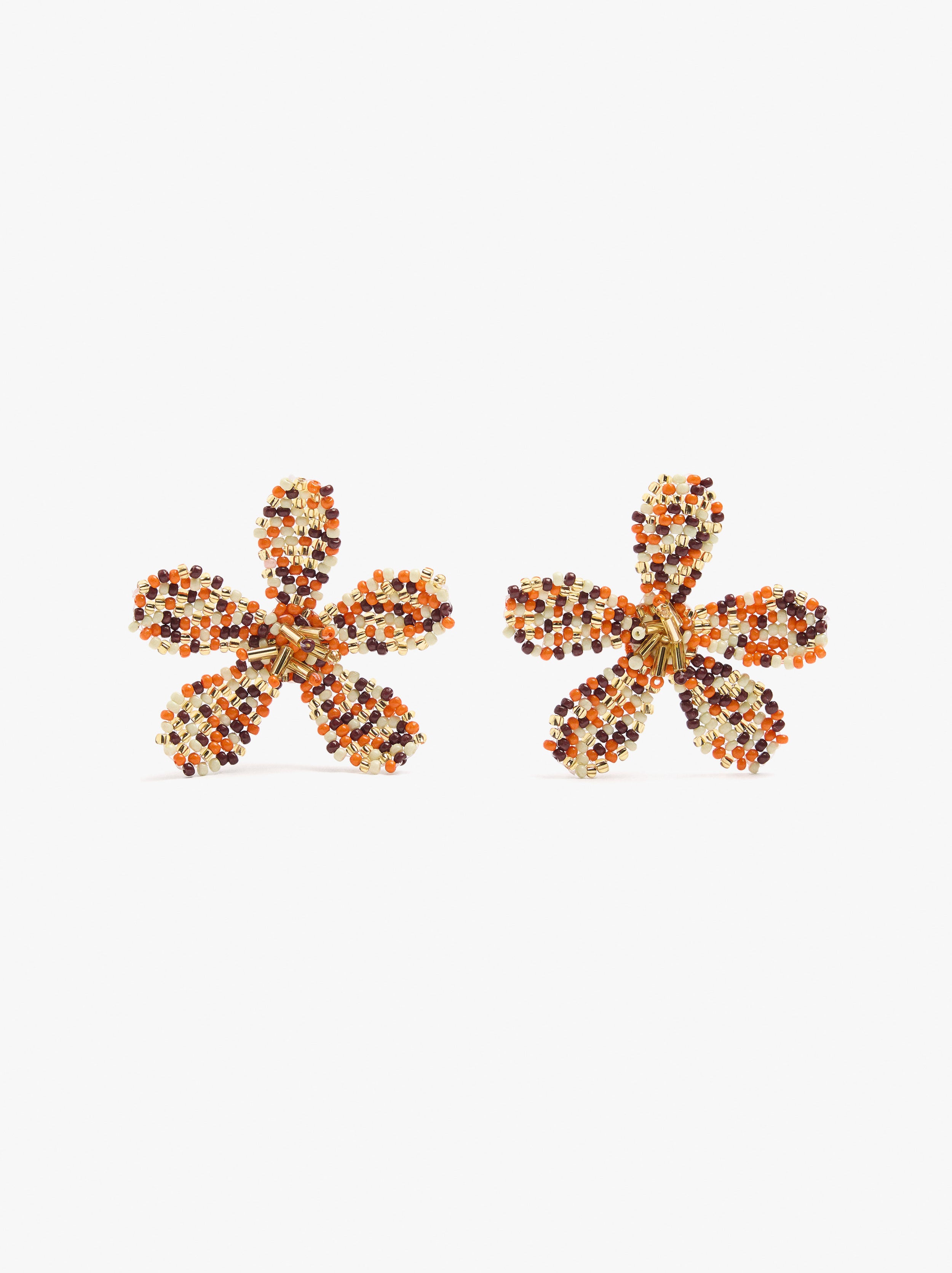 Pendientes Con Flor De Abalorios