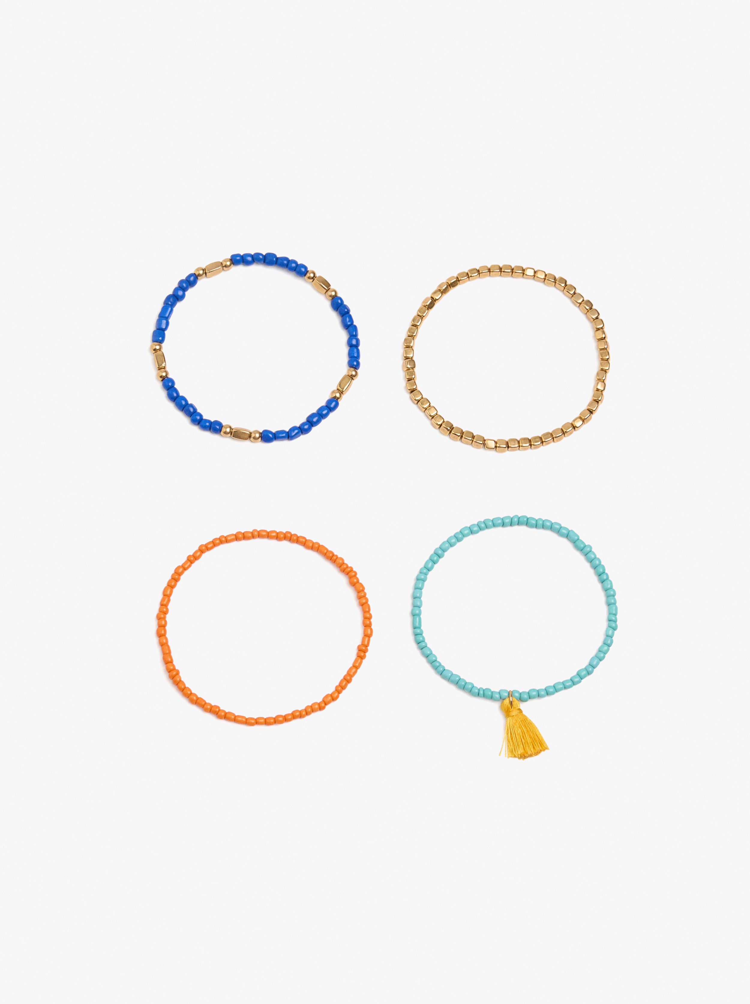 Set De Pulseras Con Abalorios Y Borla