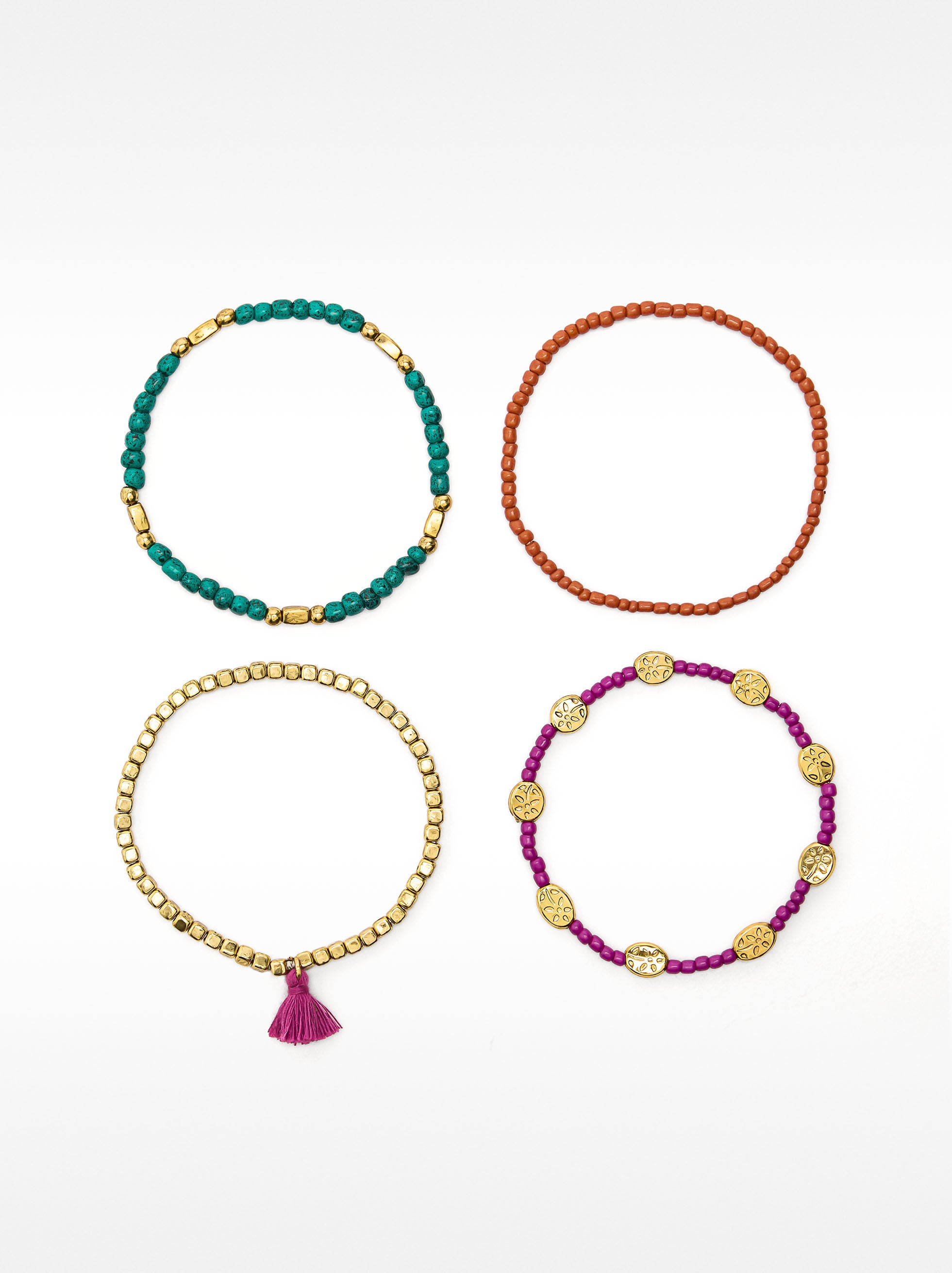 Conjunto De Pulseras Con Abalorios Y Borla