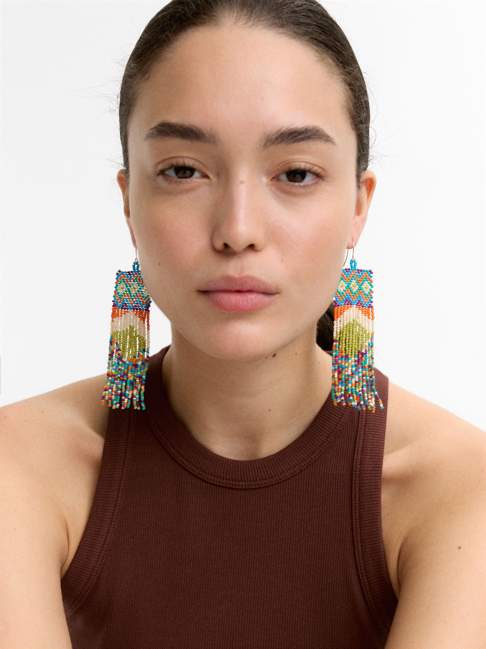 Pendientes Largos Étnicos Multicolor