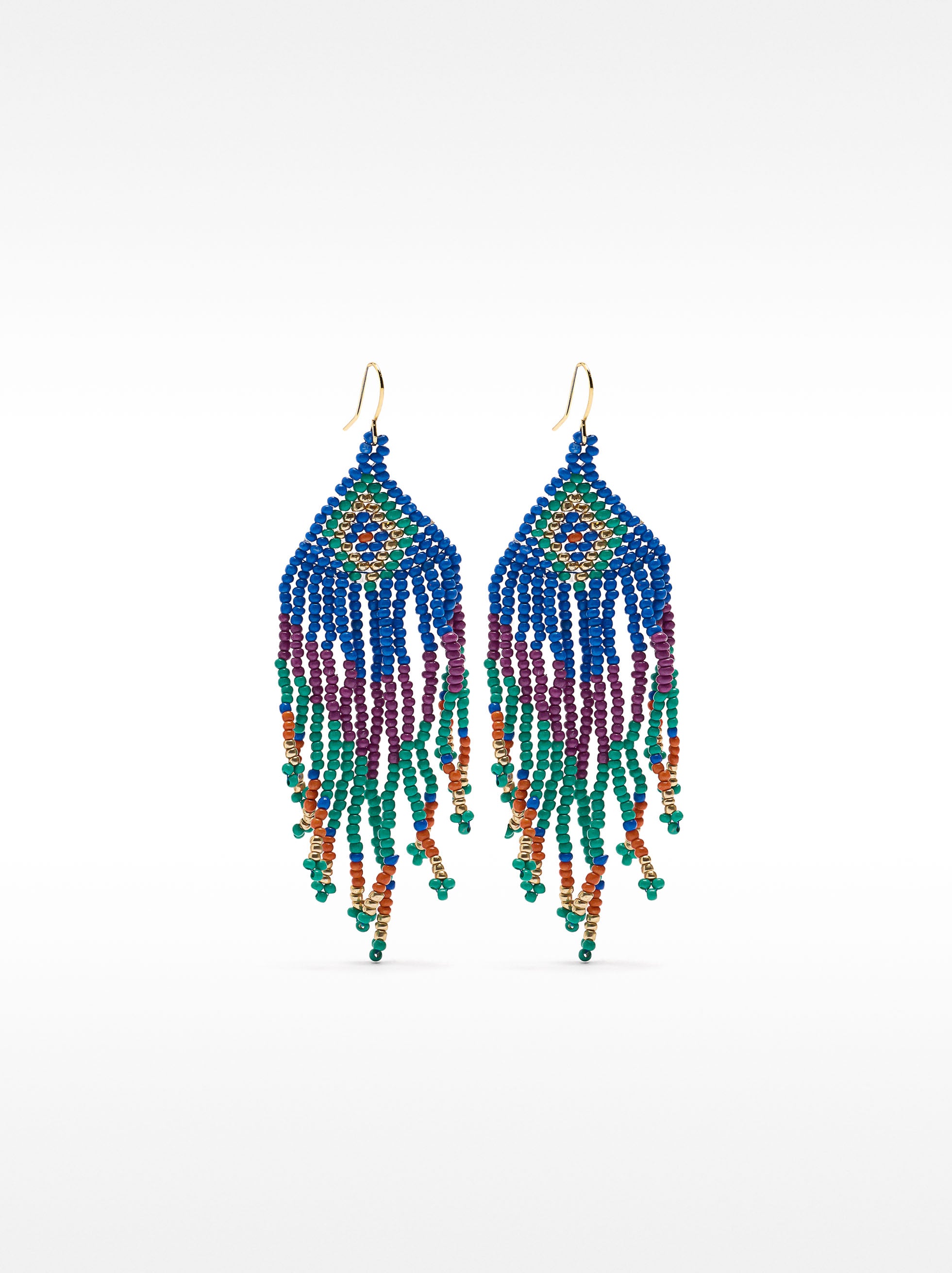 Pendientes Largos Multicolor Con Abalorios