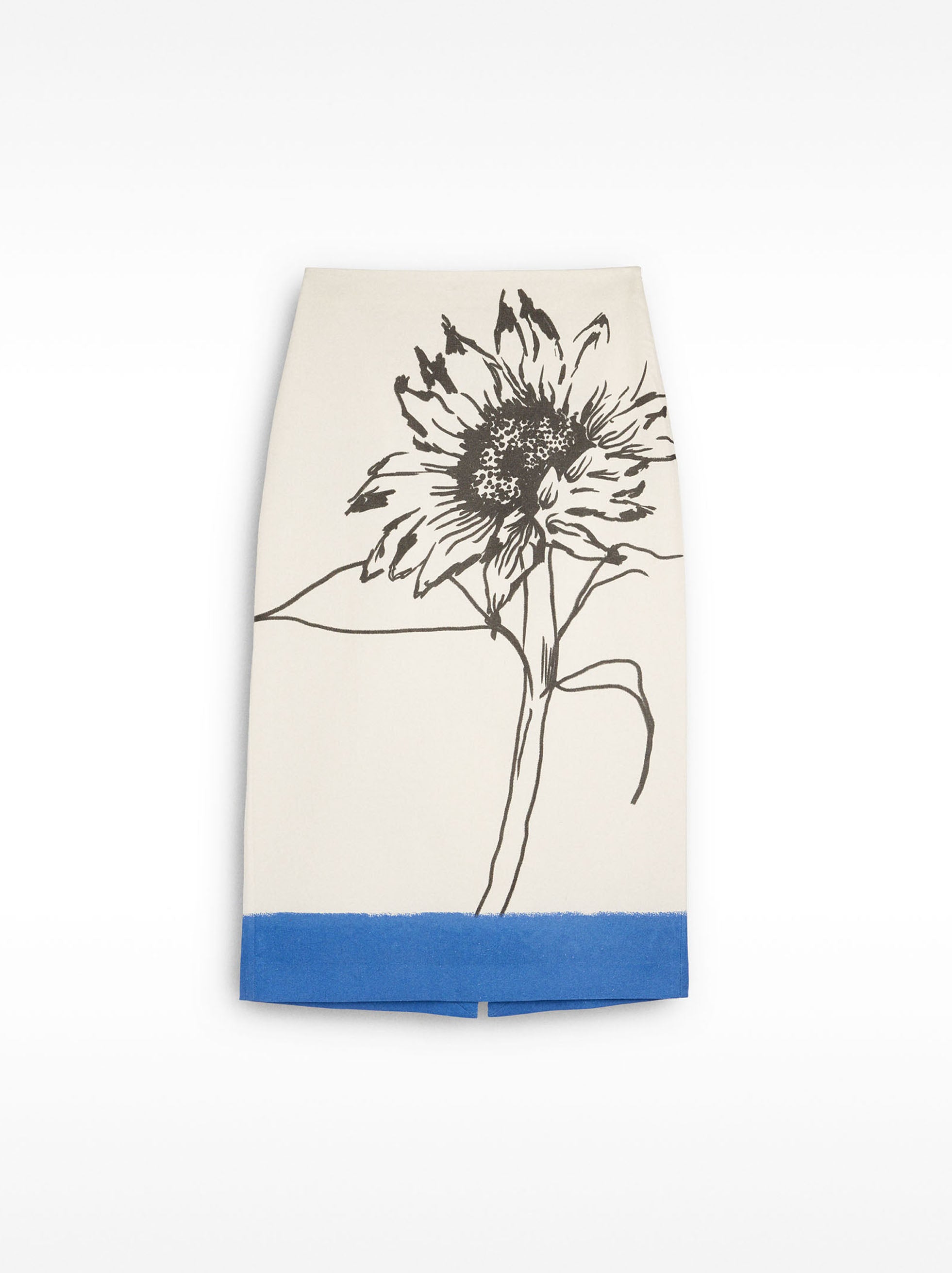Falda Midi Con Lino Estampado Floral