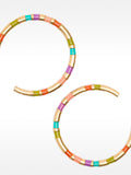 Pendientes De Aro Esmaltados Segmentados Multicolor