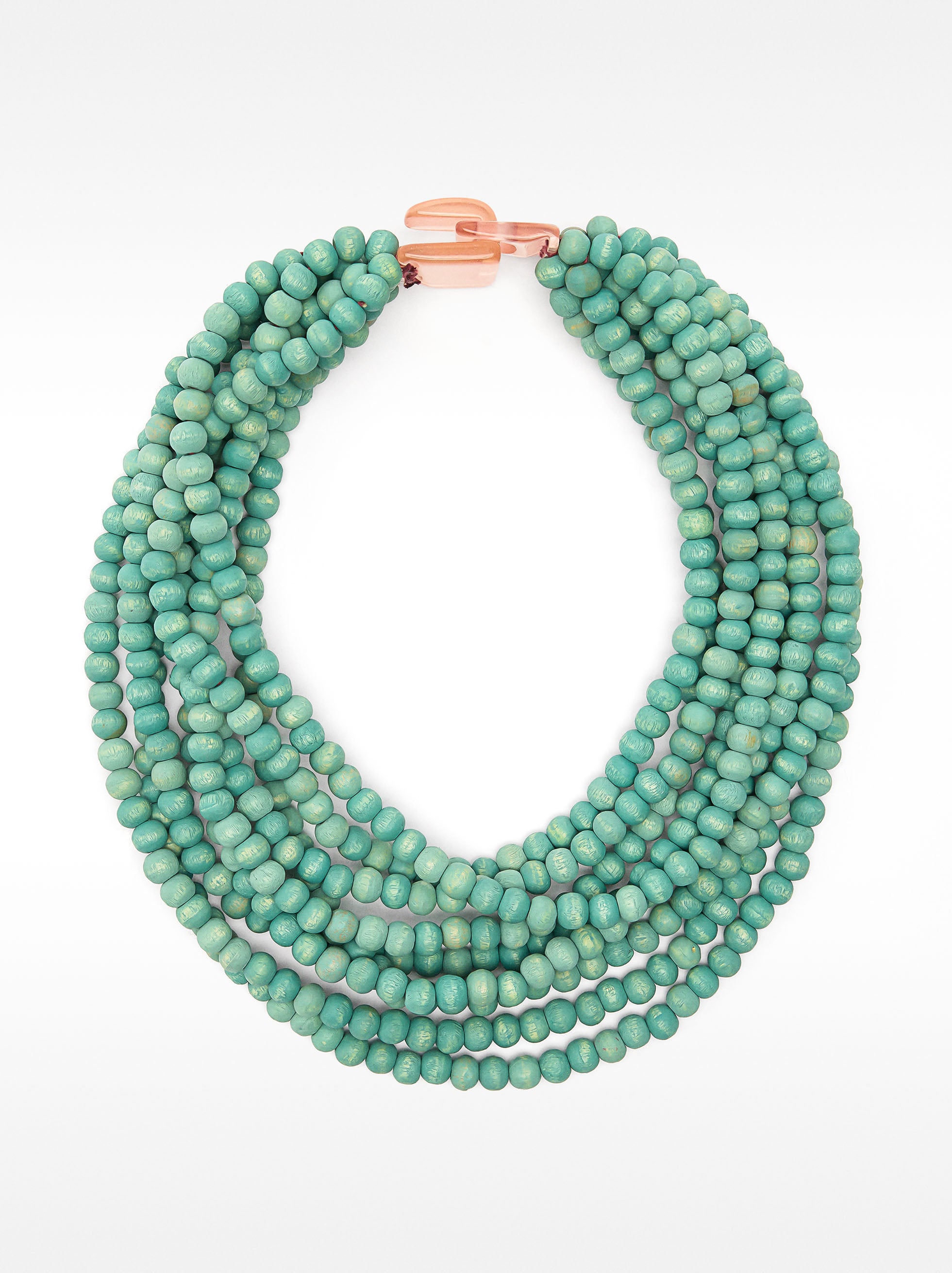 Collar Corto De Cuentas De Madera