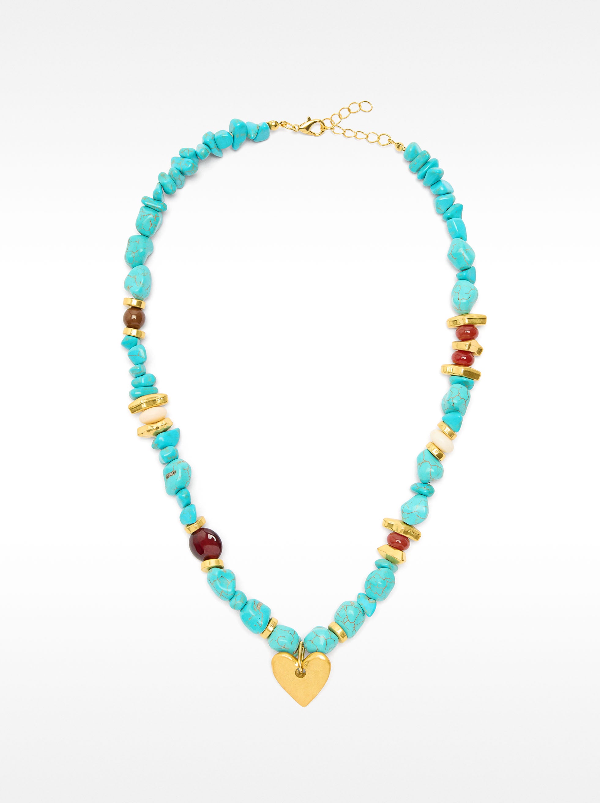 Collar Corto De Piedras Colgante Corazón