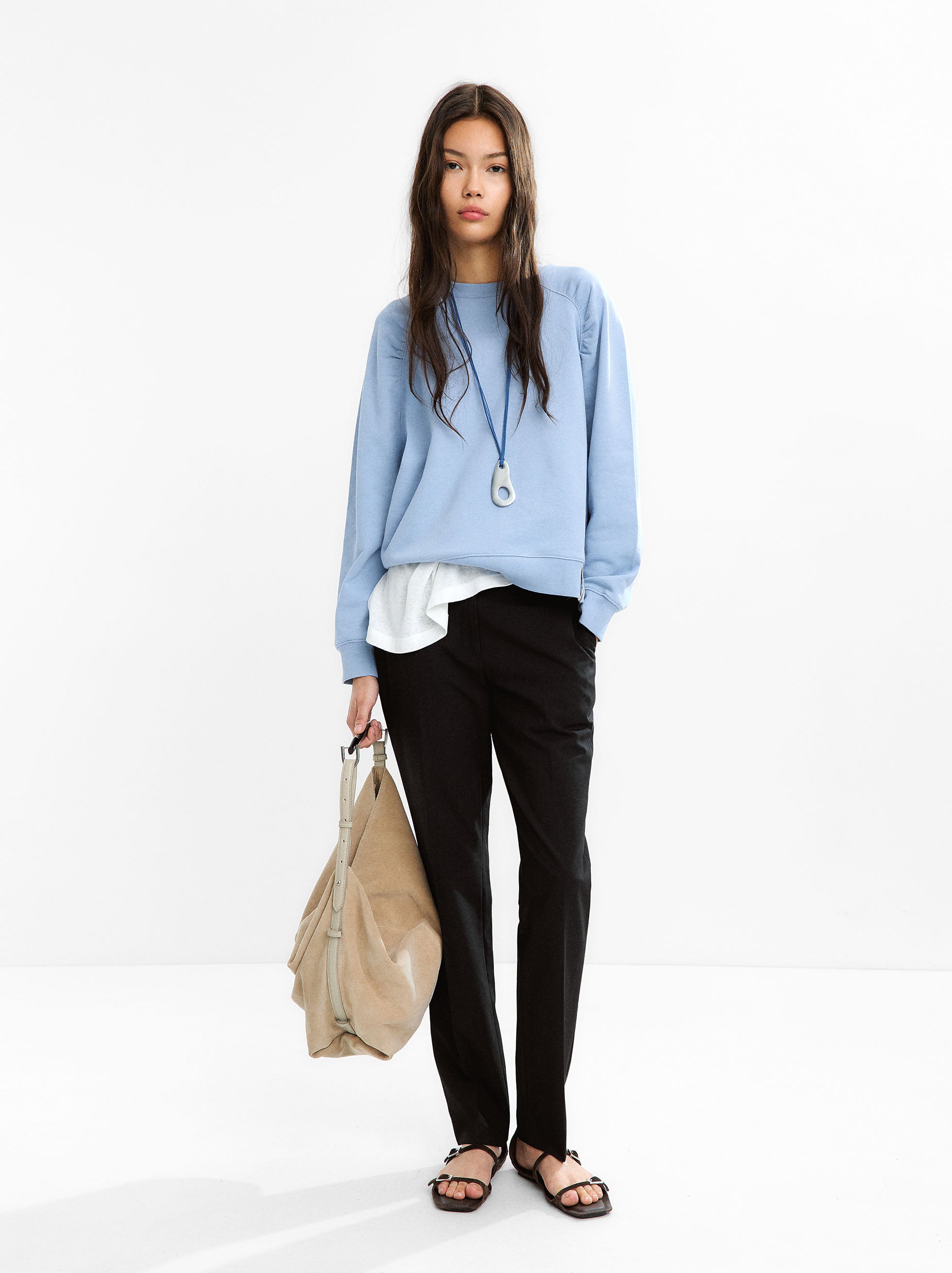 Sudadera 100% Algodón Con Frunces