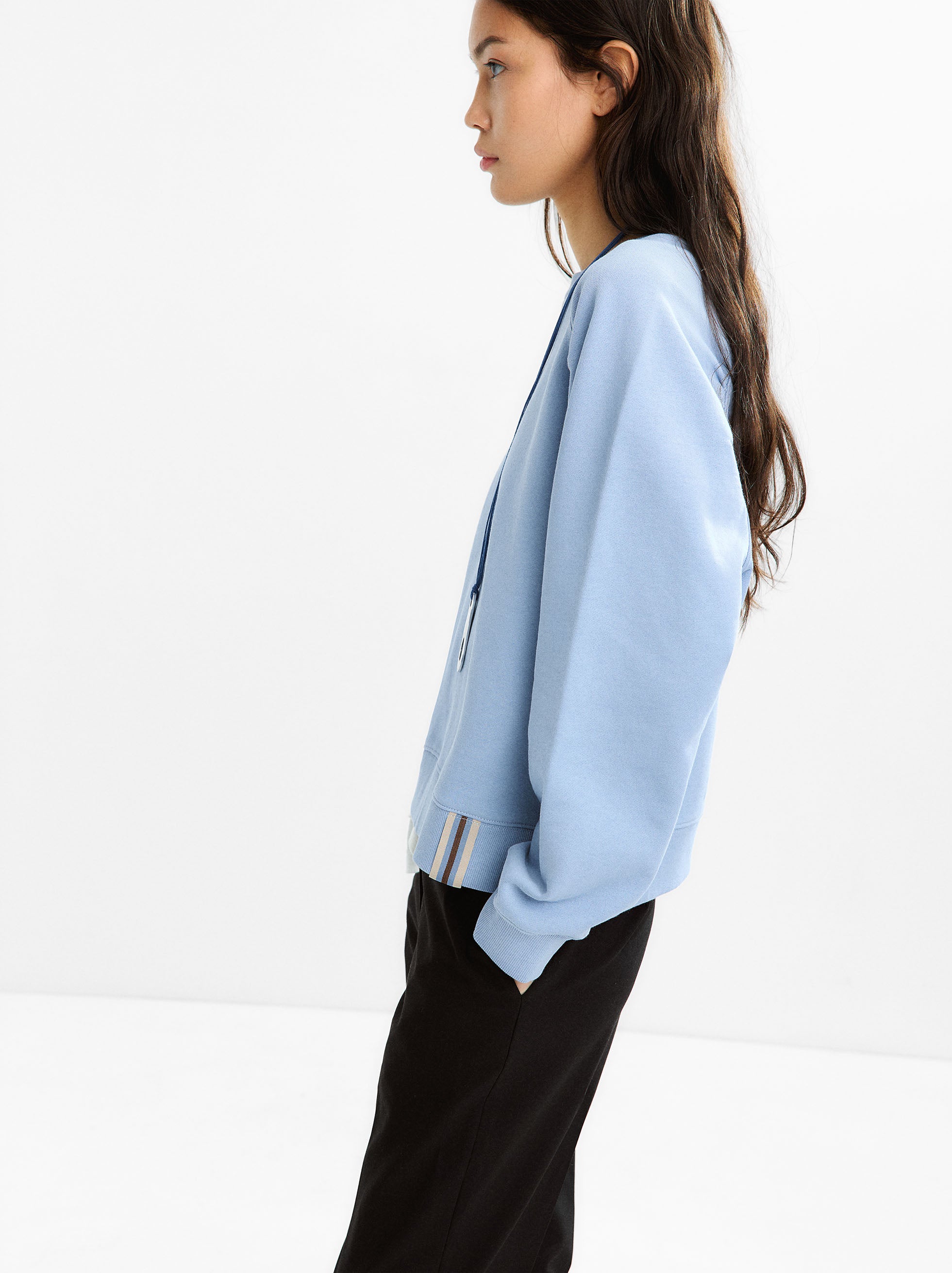 Sudadera 100% Algodón Con Frunces