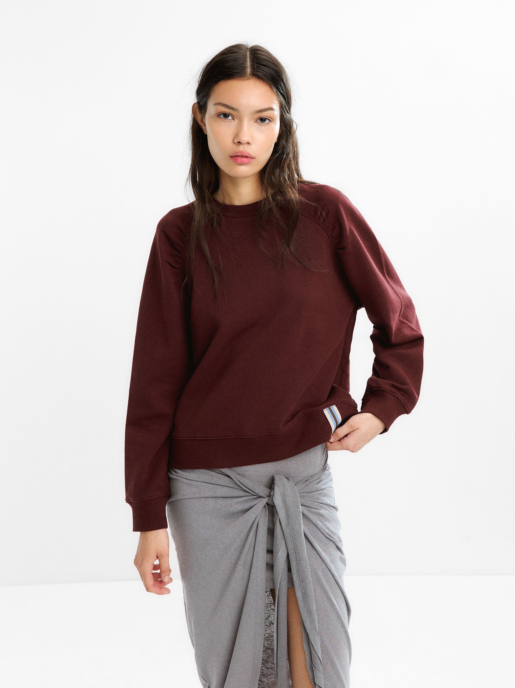 Sudadera 100% Algodón Con Frunces