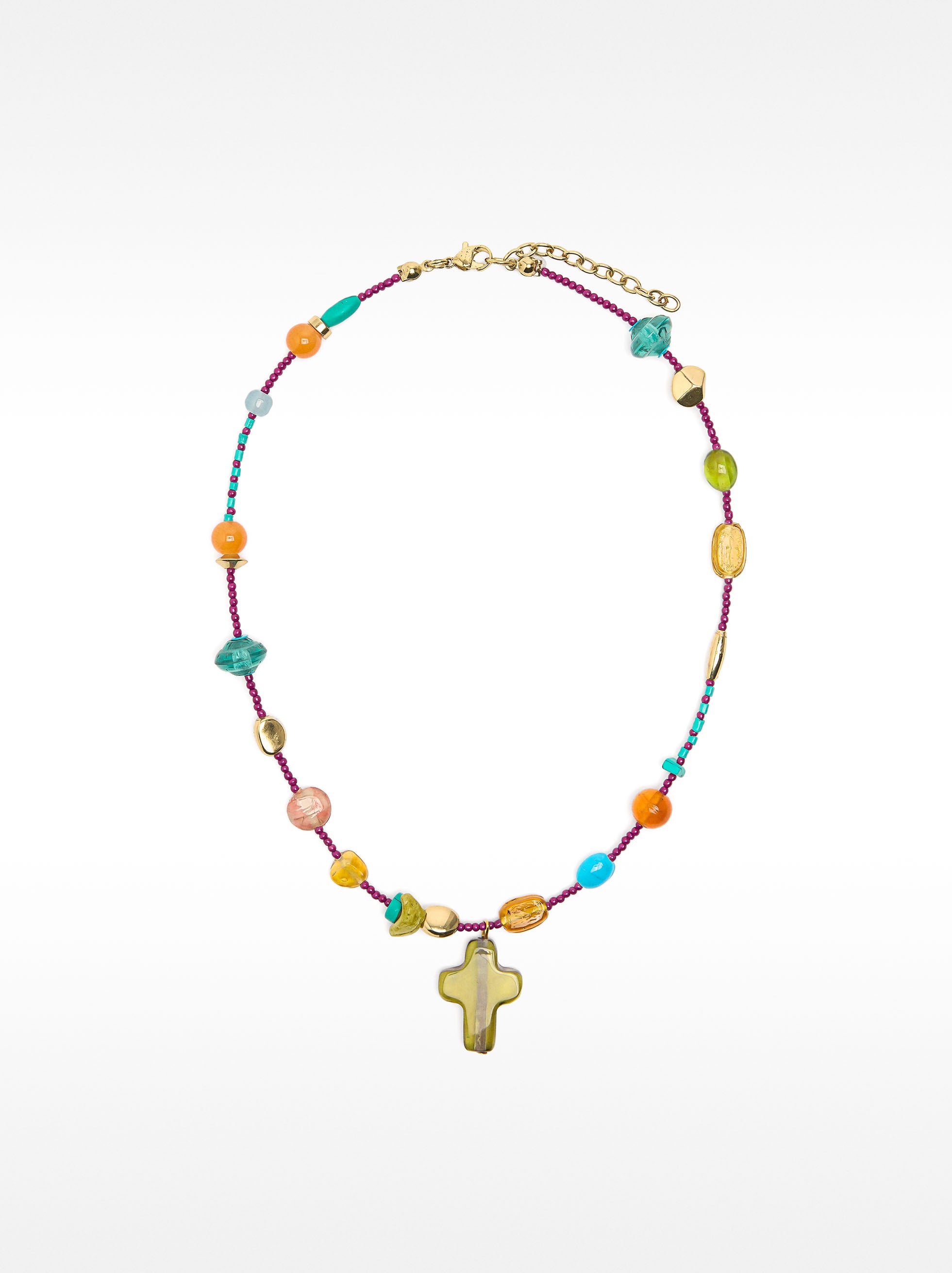 Collar Corto Con Abalorios De Vidrio Y Abalorios