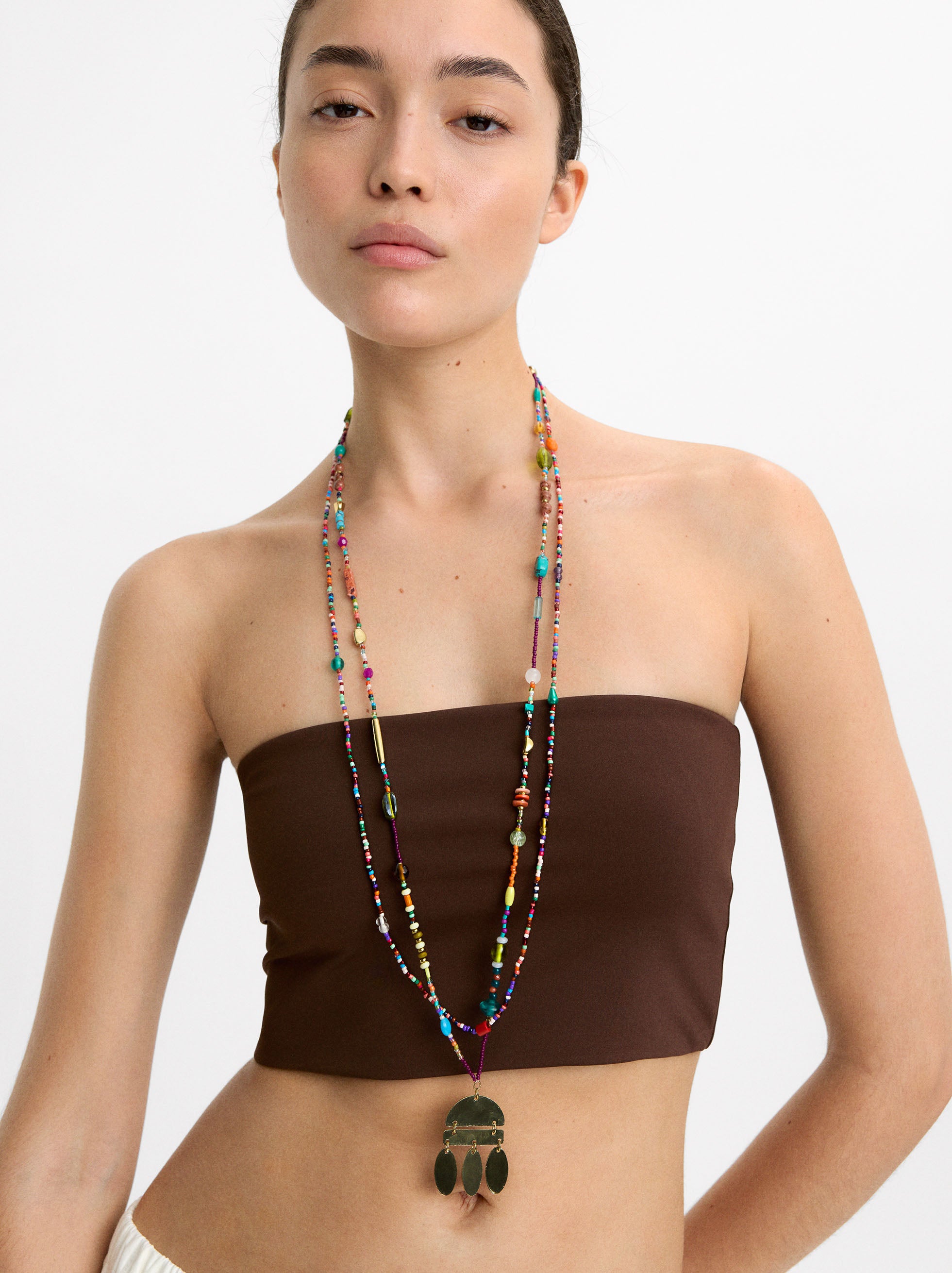 Set De Collar Con Colgante Geométrico