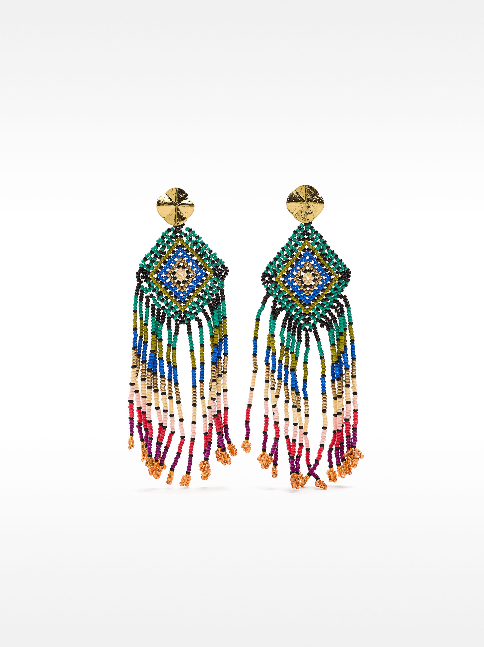 Pendientes De Rombo A Rayas Con Abalorios