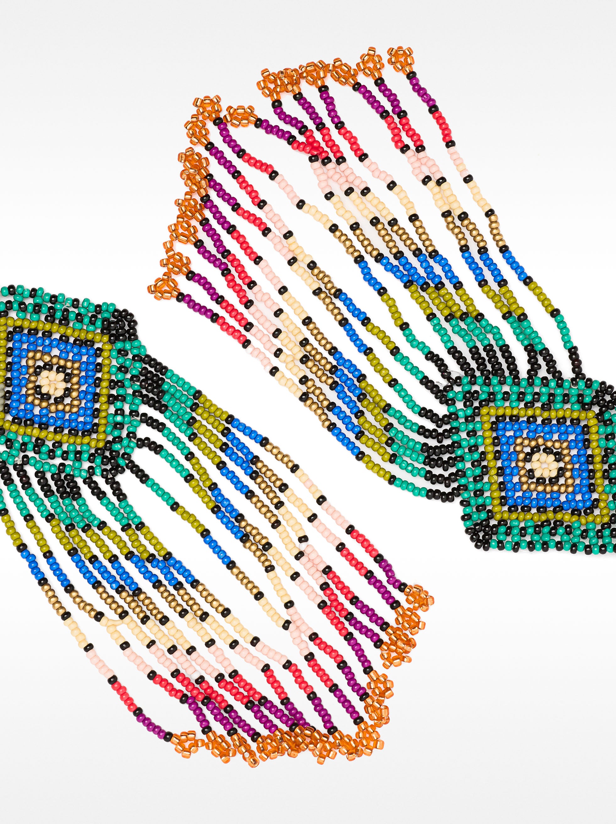 Pendientes De Rombo A Rayas Con Abalorios