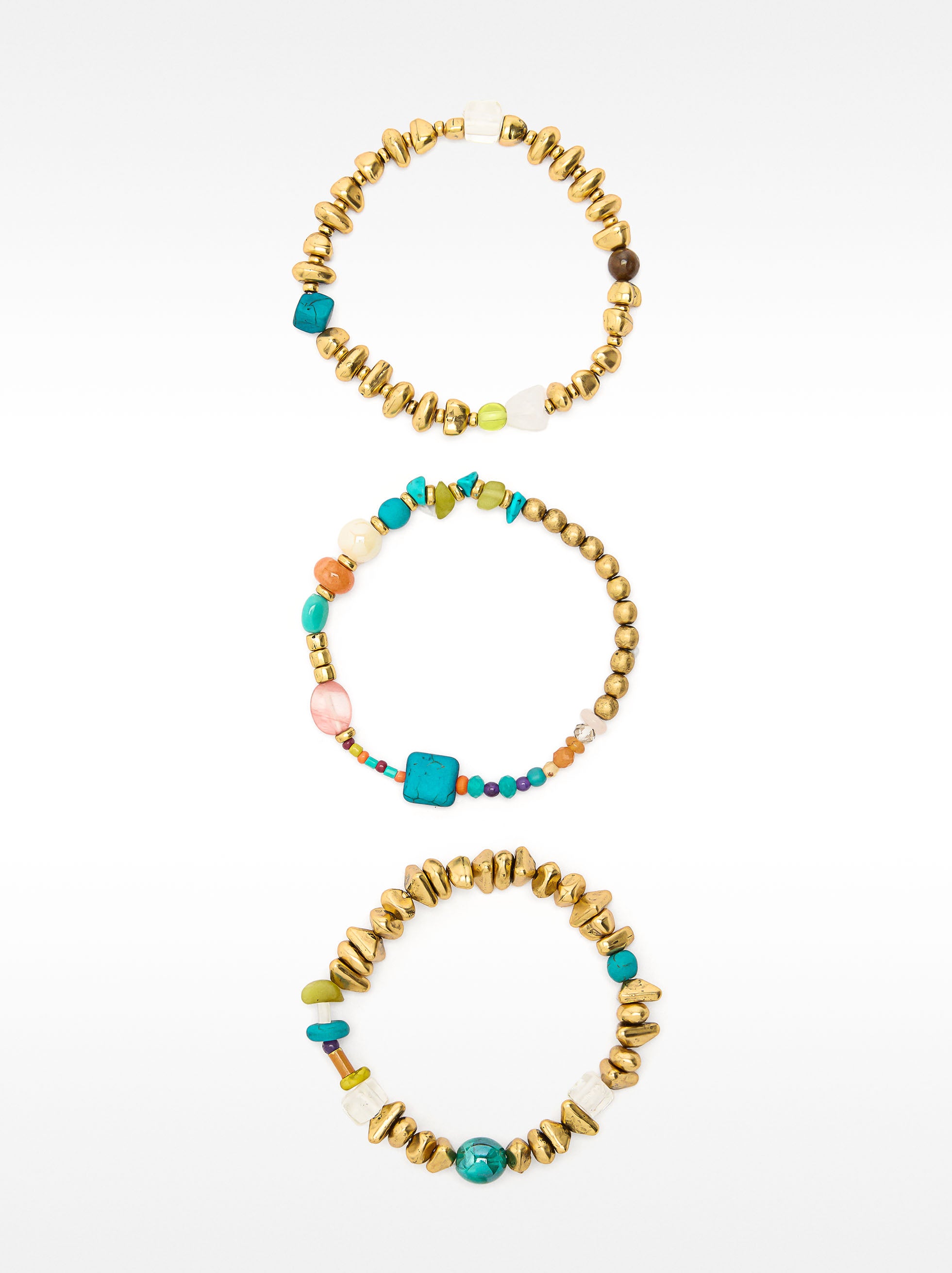 Set De Pulseras Elásticas Con Piedras