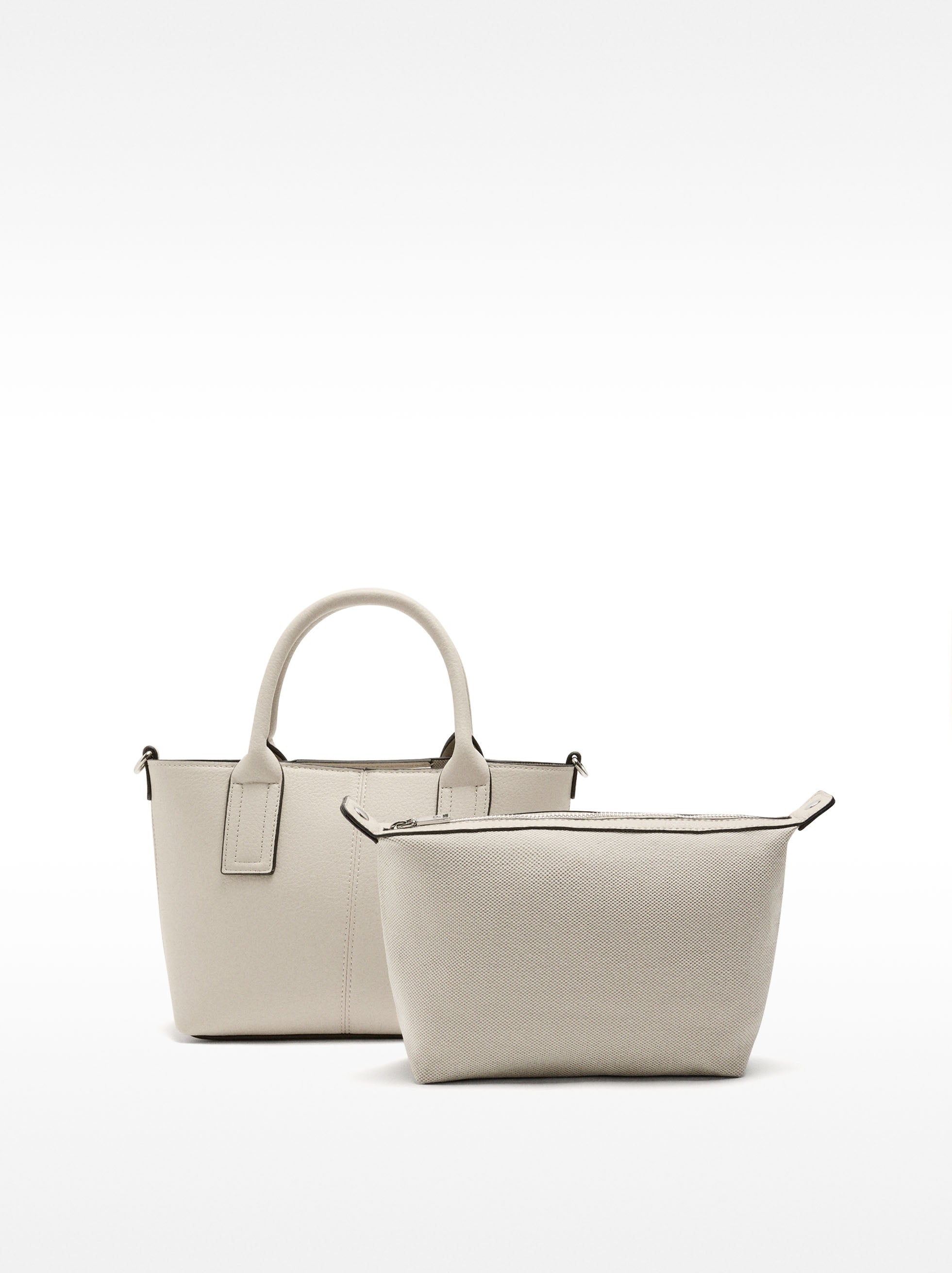 Bolso Tote Con Textura Y Bolsa Extraíble