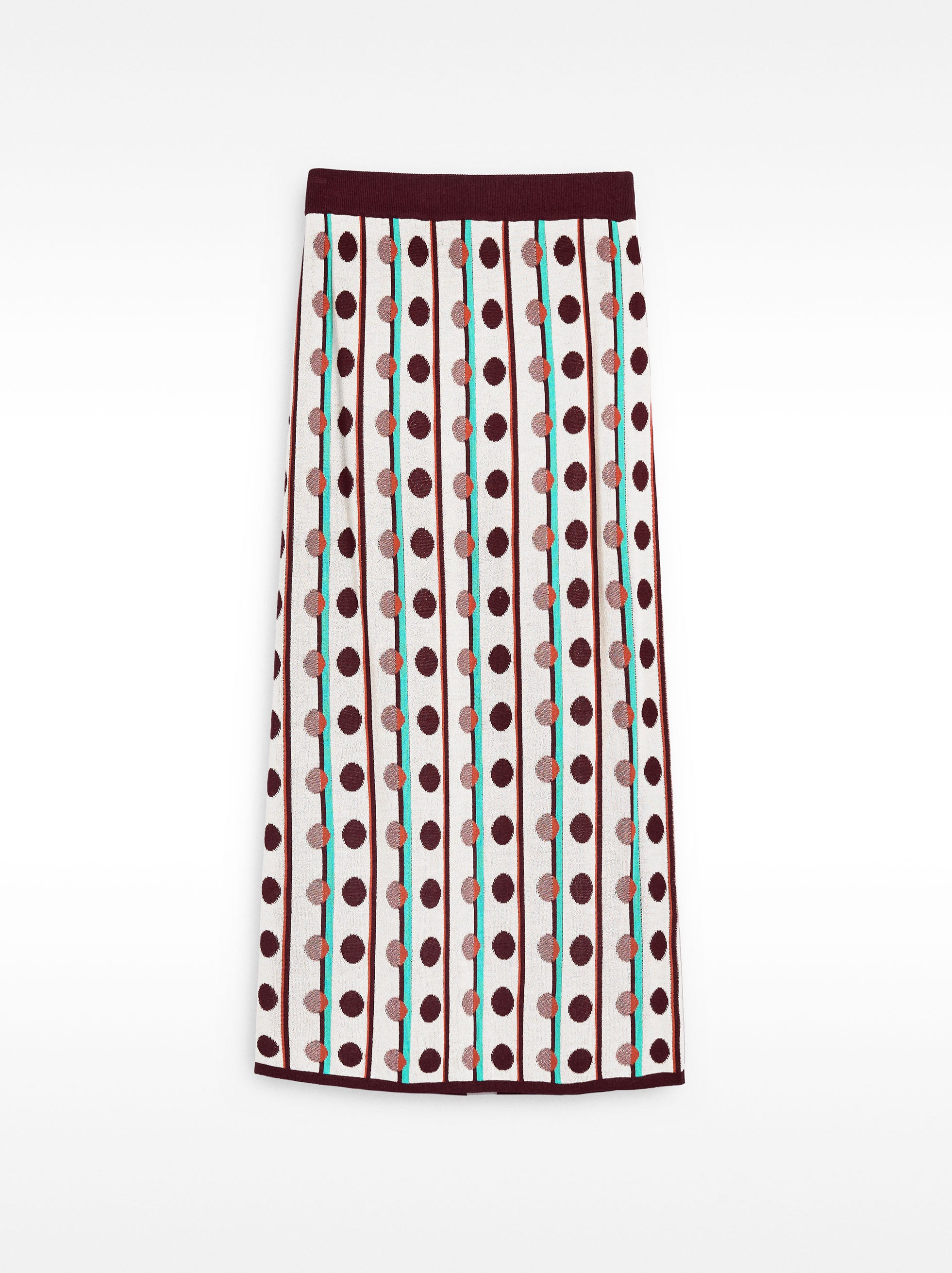 Falda Midi De Punto Jacquard De Lunares