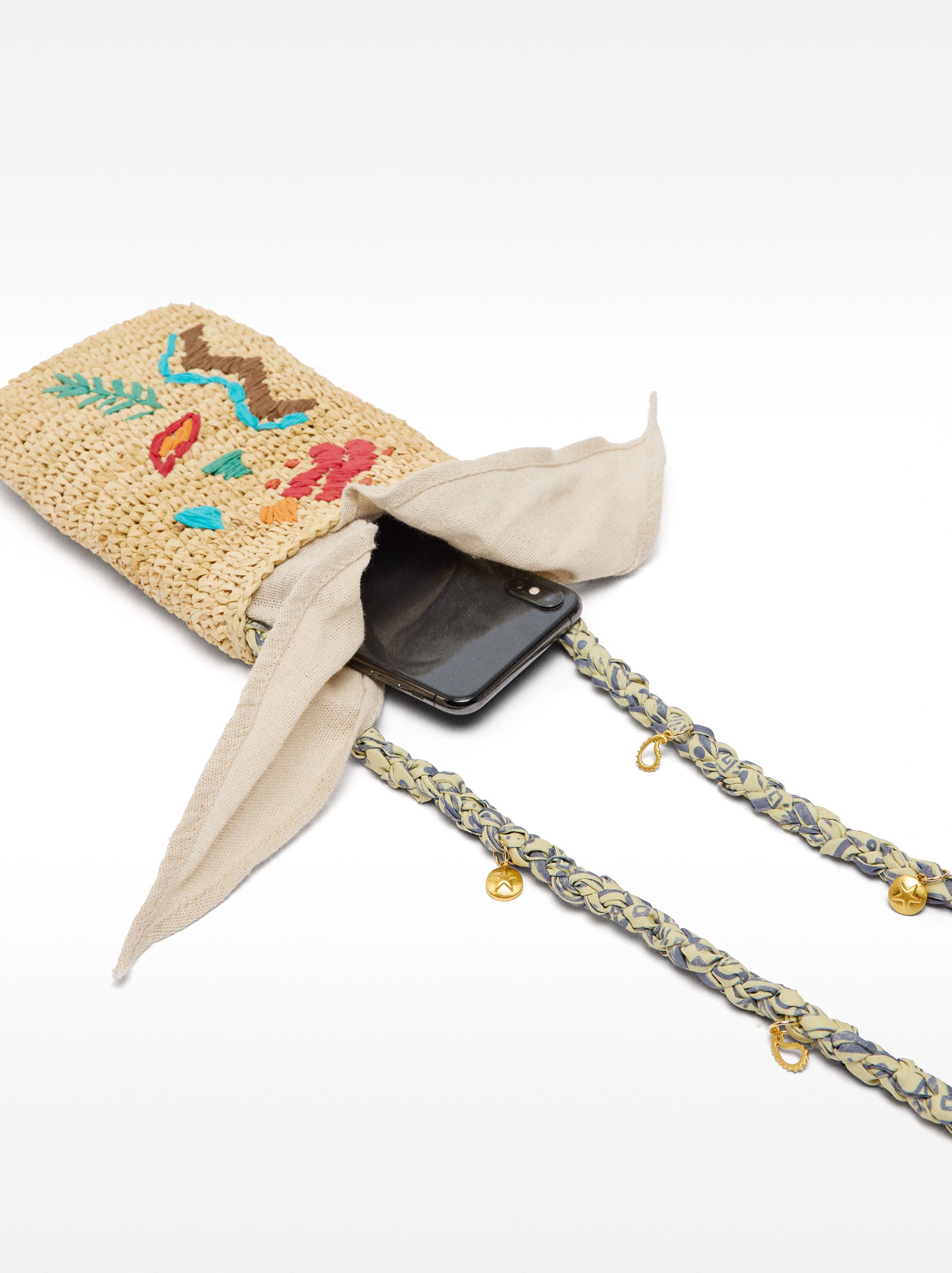 Bolso De Móvil De Rafia