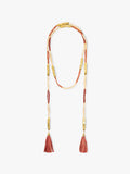 Collar Largo Con Abalorios Y Borlas