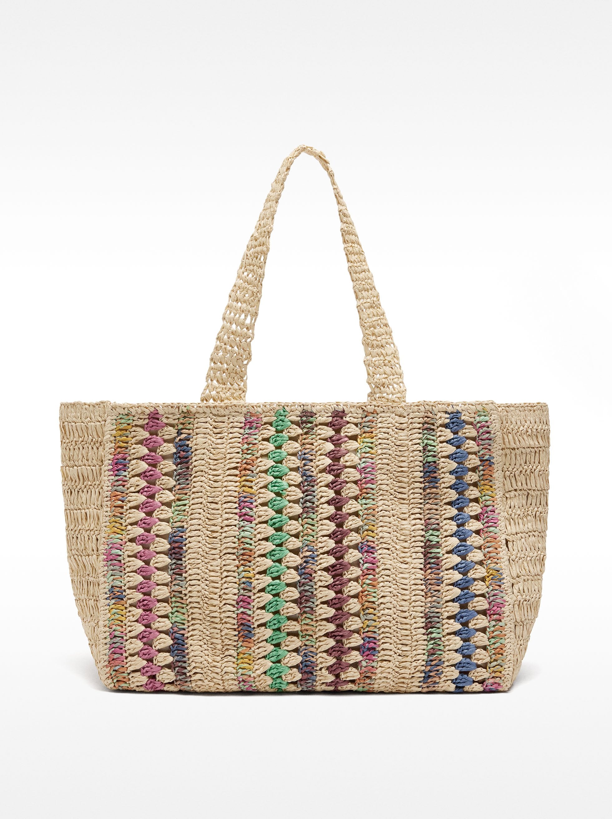 Bolso Shopper Multicolor De Efecto Rafia