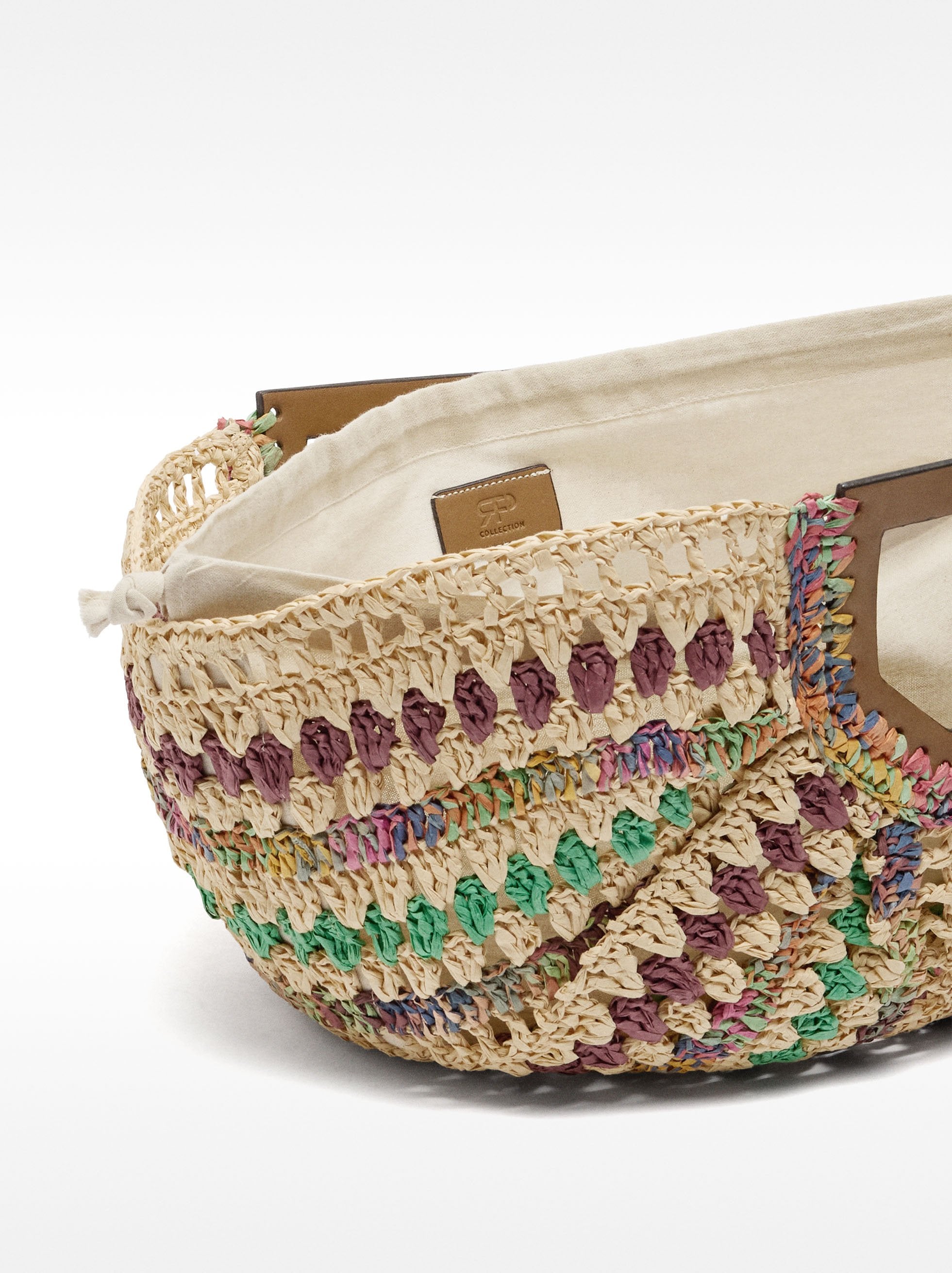 Bolso De Mano Multicolor Con Efecto Rafia
