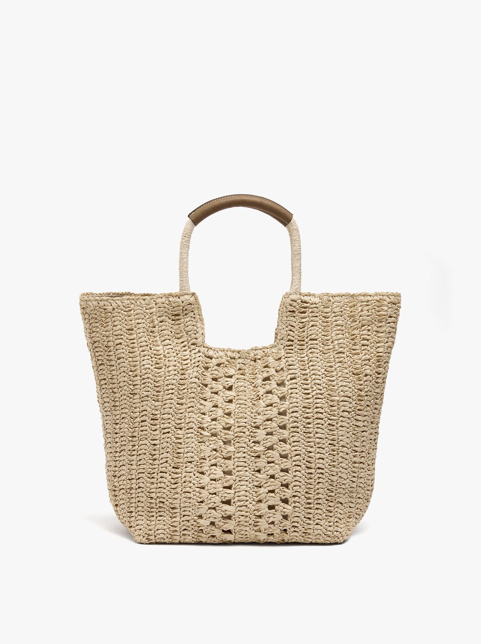 Bolso Shopper Efecto Rafia Con Colgante