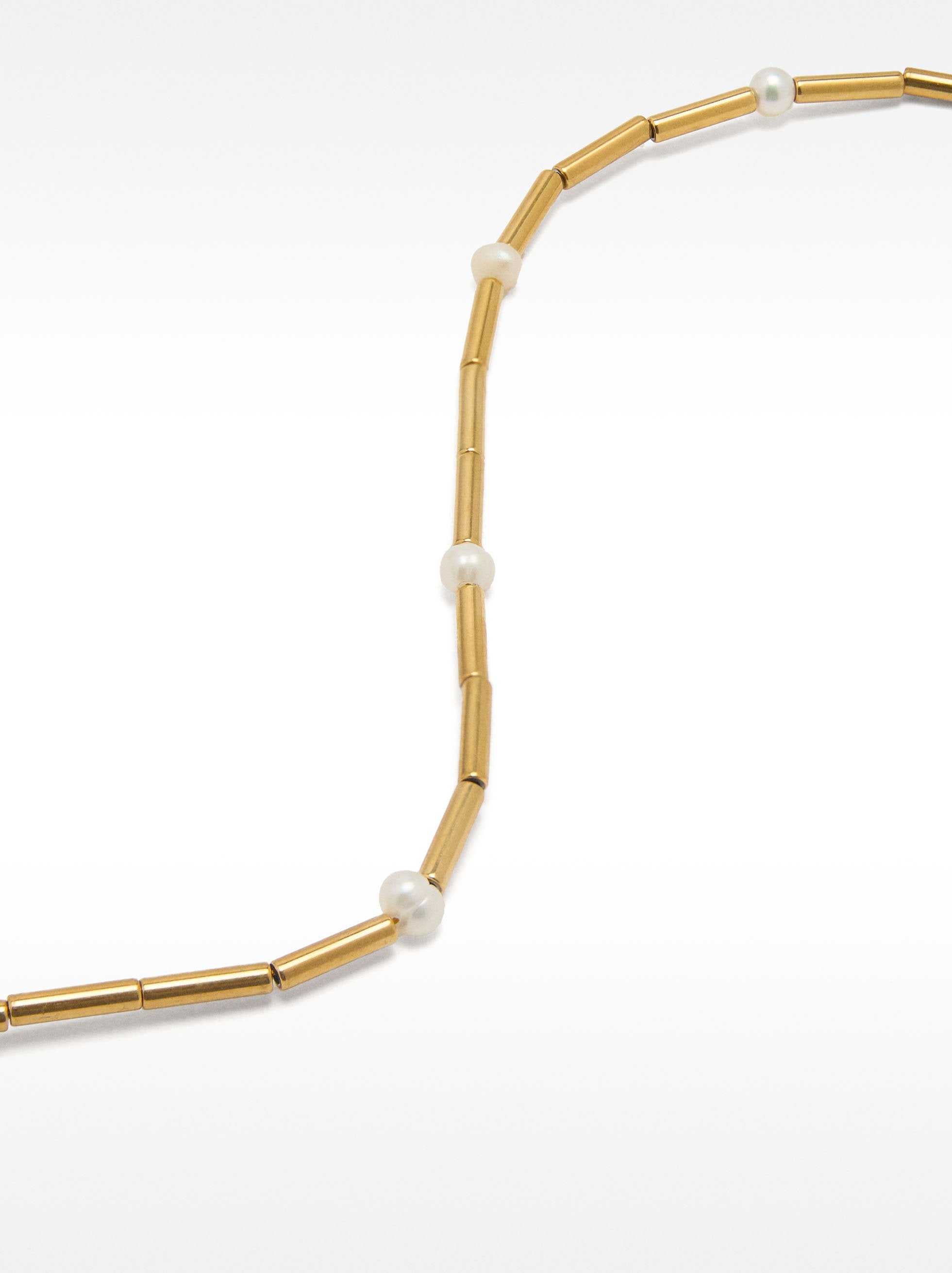 Pulsera Segmentada Con Perlas De Agua Dulce - Acero Inoxidable