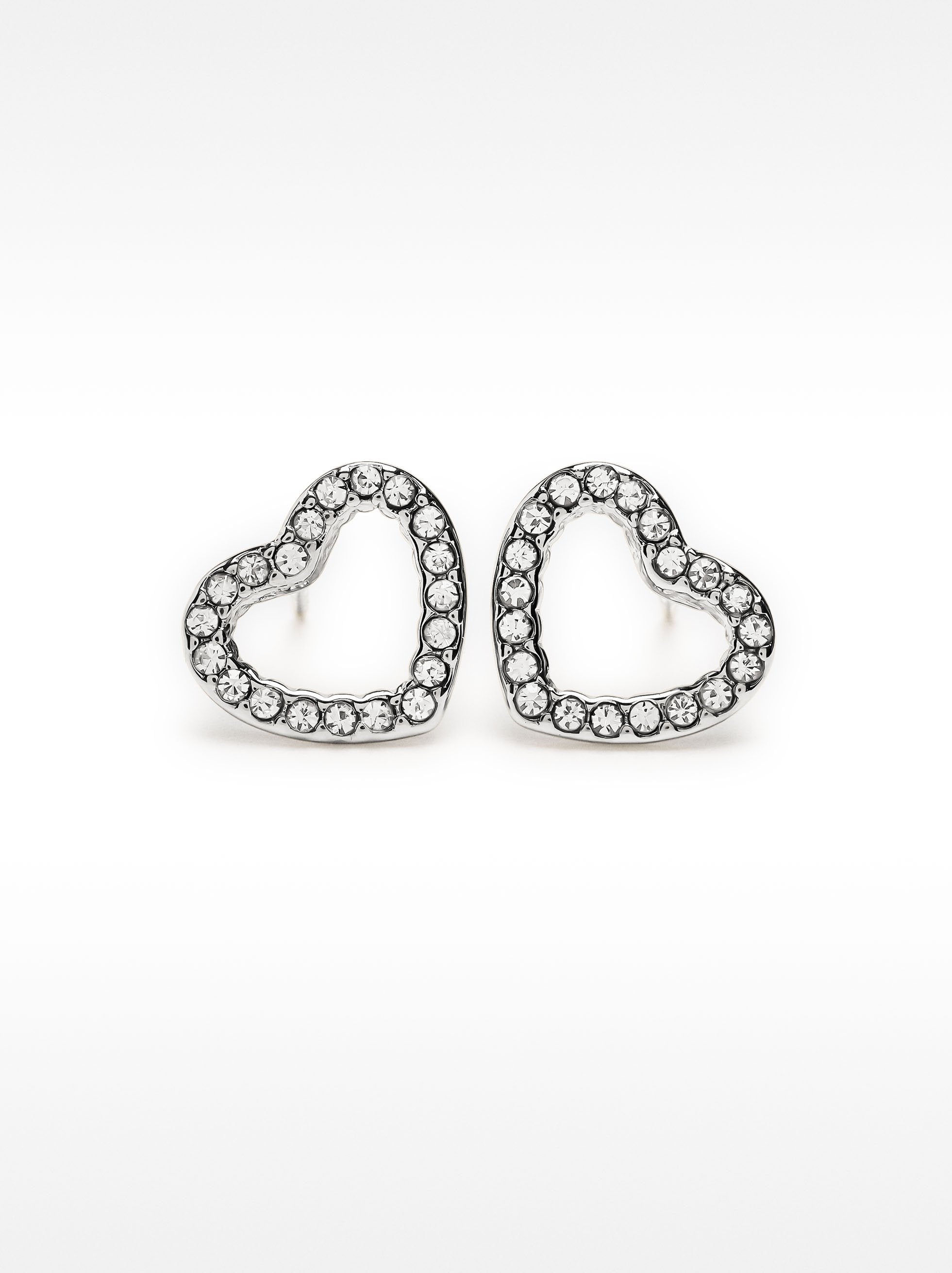 Pendientes De Corazón Con Cristales - Acero Inoxidable