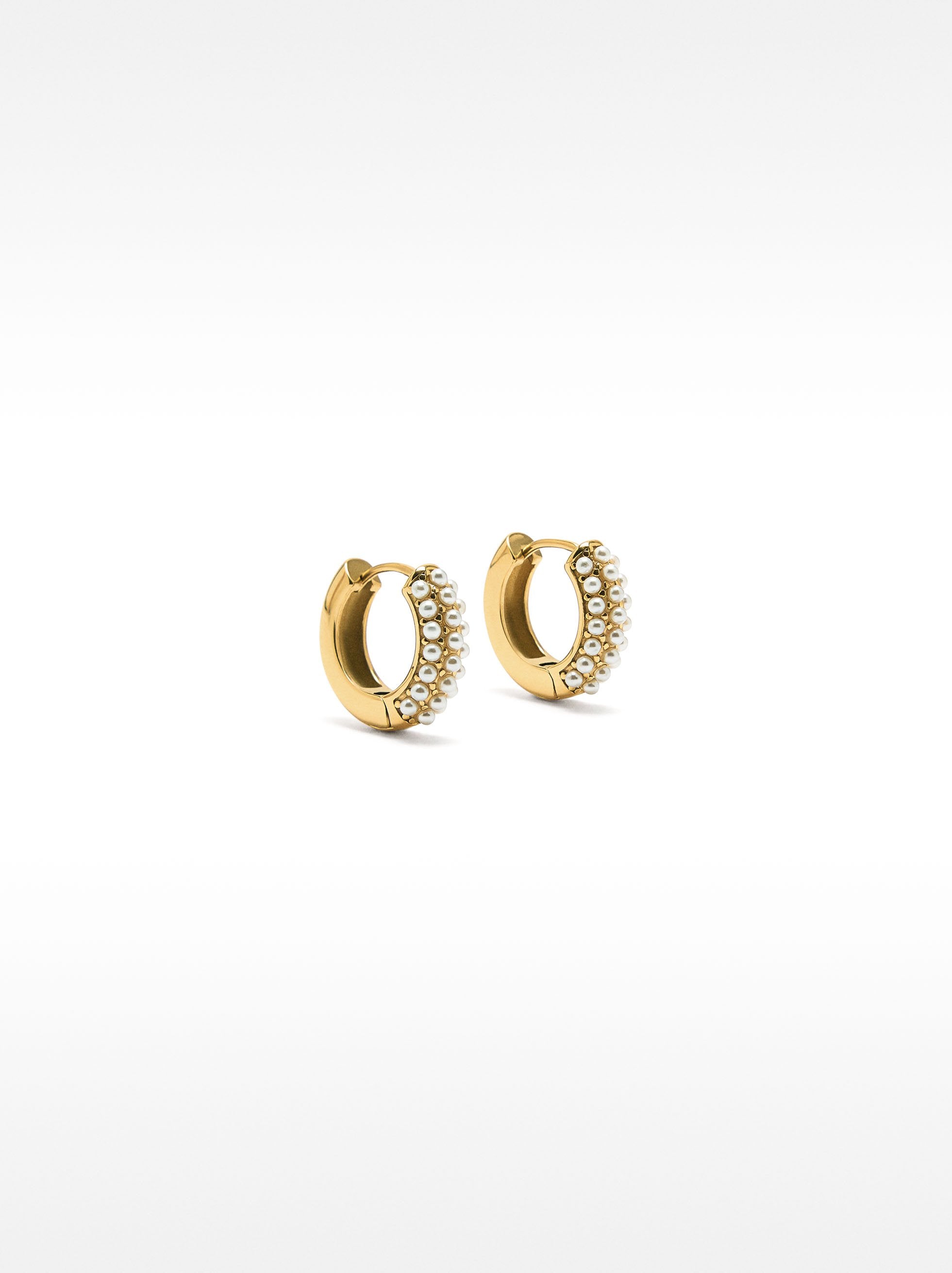Aros Con Perlas - Acero Inoxidable