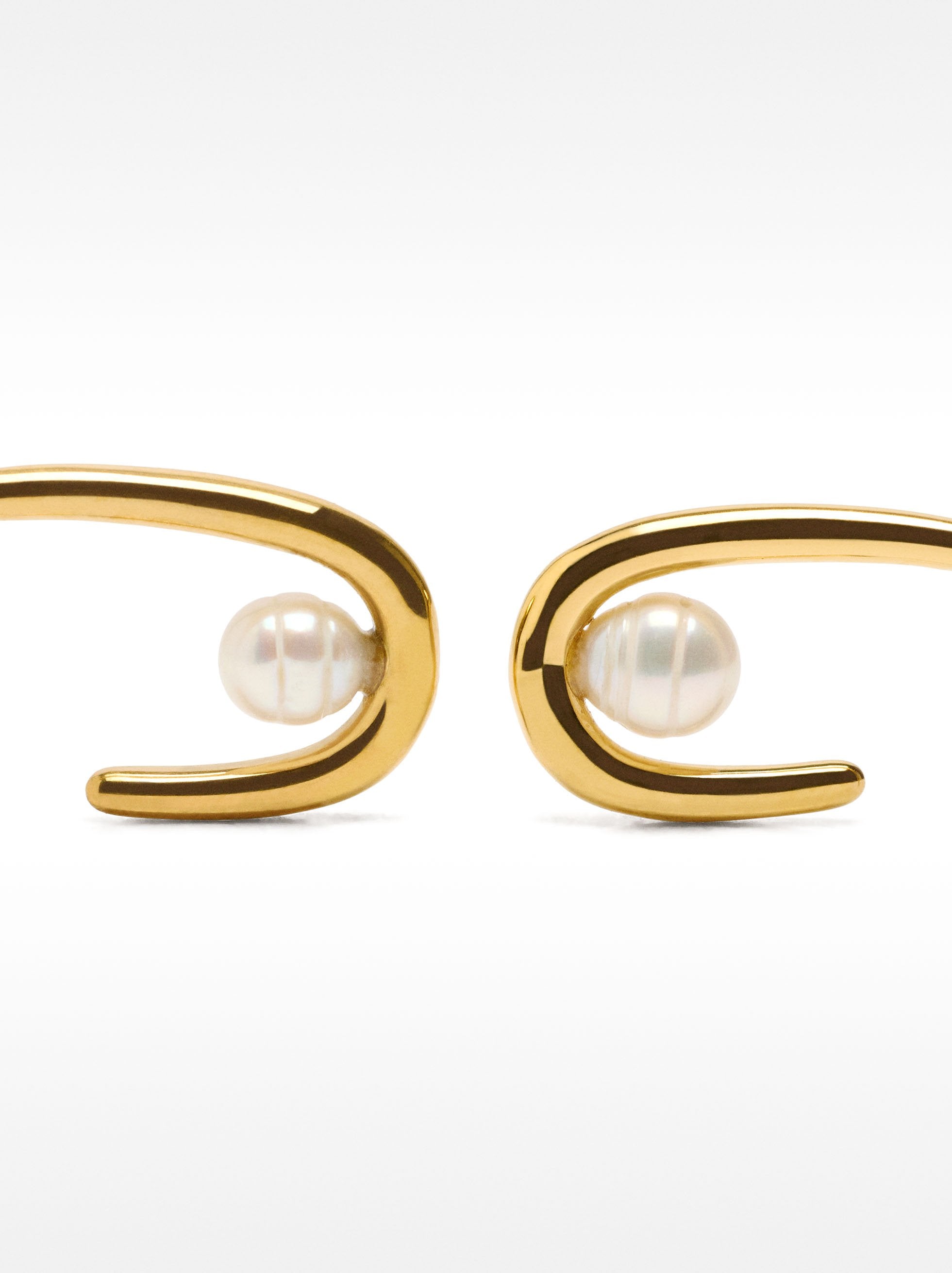 Aros Con Perlas De Agua Dulce - Acero Inoxidable
