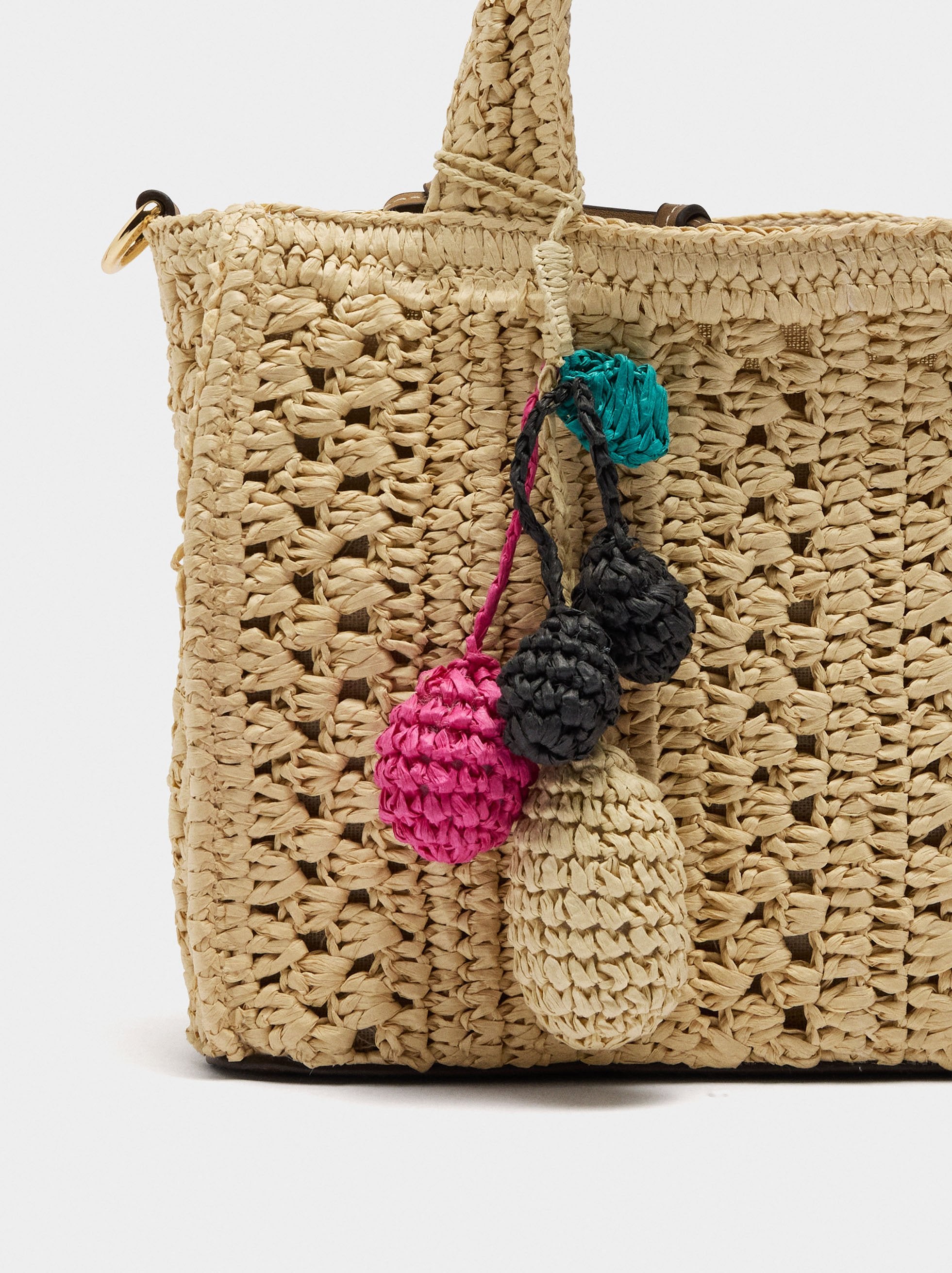 Bolso Tote Efecto Rafia Con Bandolera