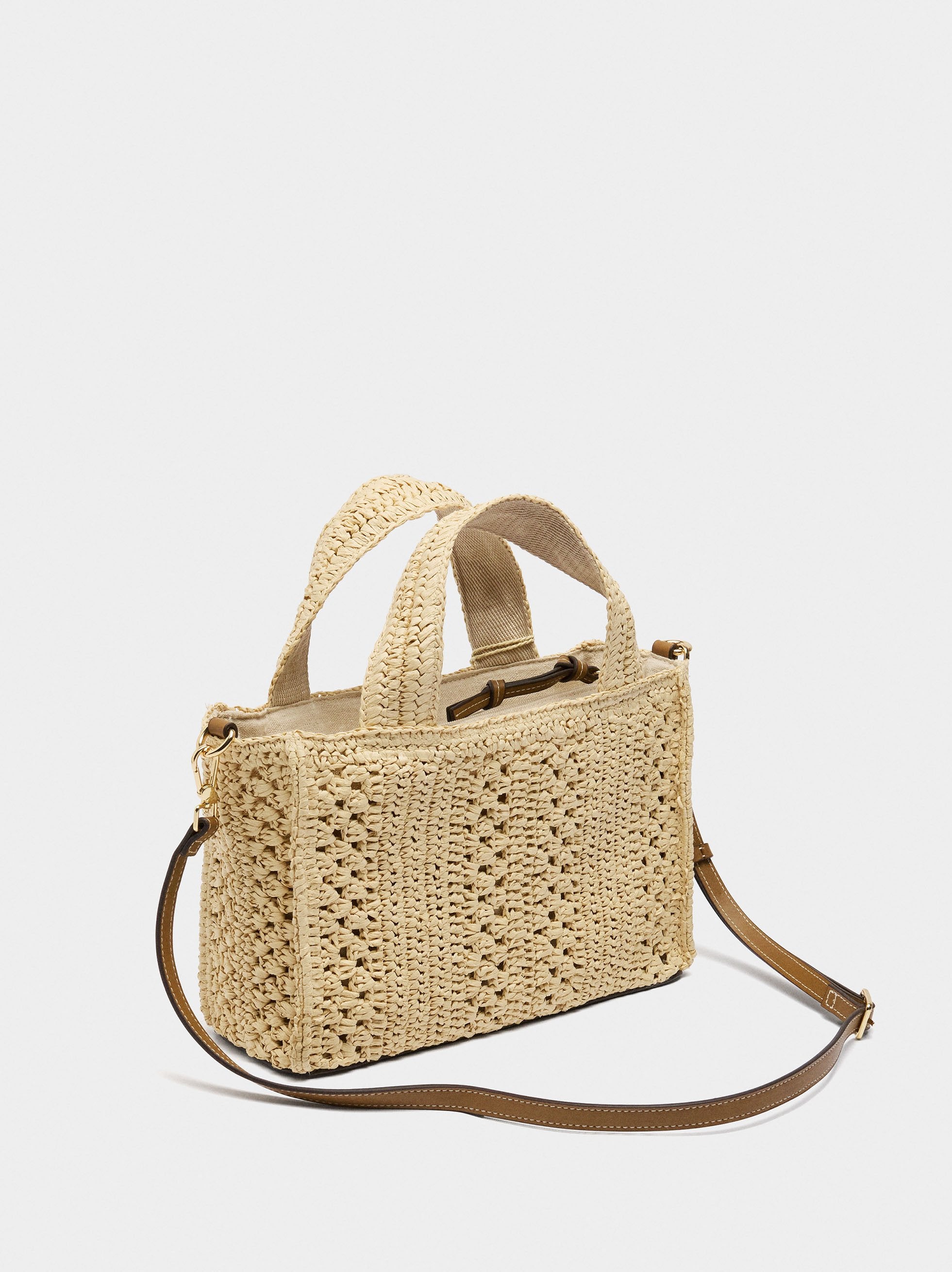 Bolso Tote Efecto Rafia Con Bandolera