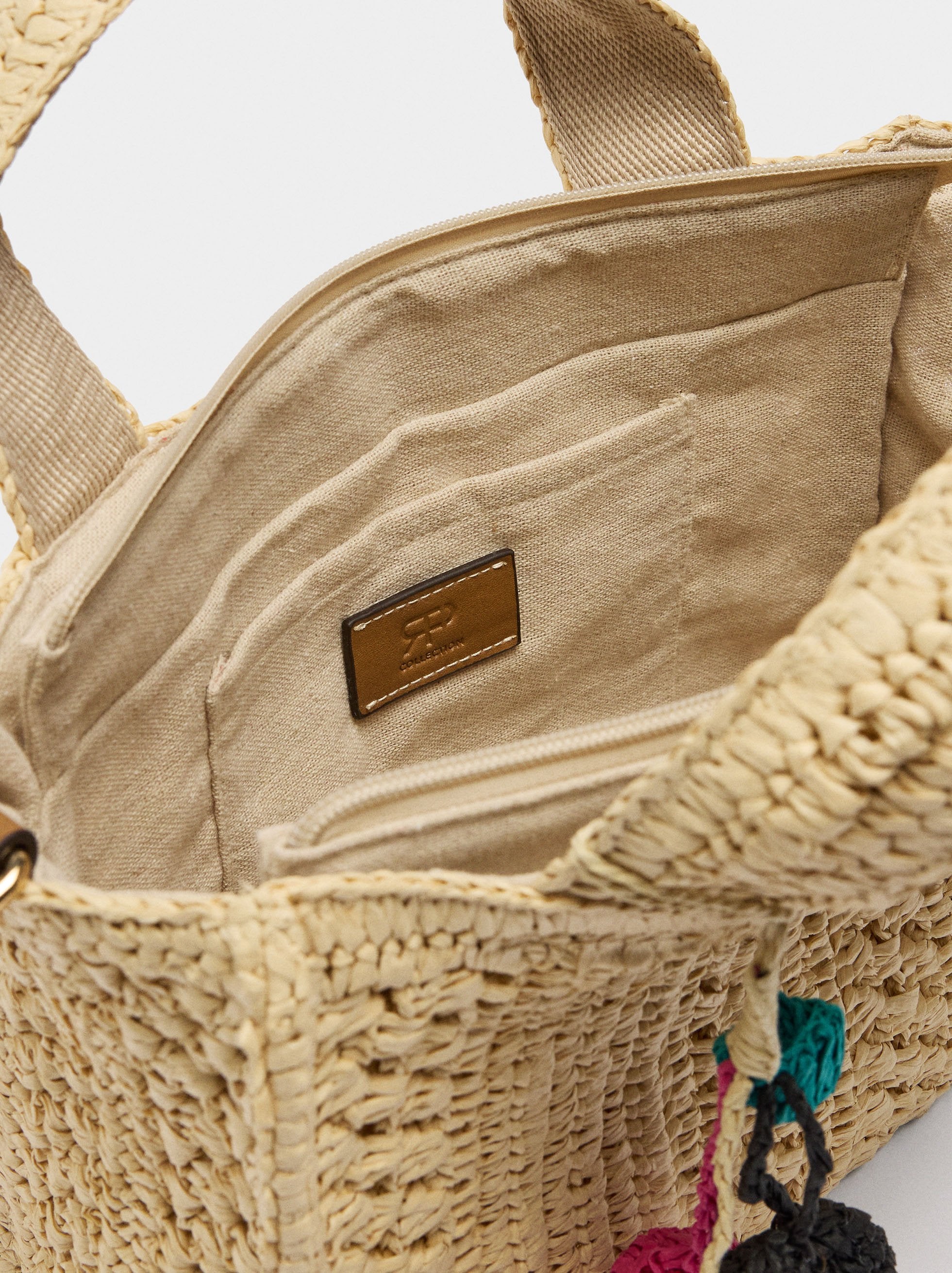 Bolso Tote Efecto Rafia Con Bandolera