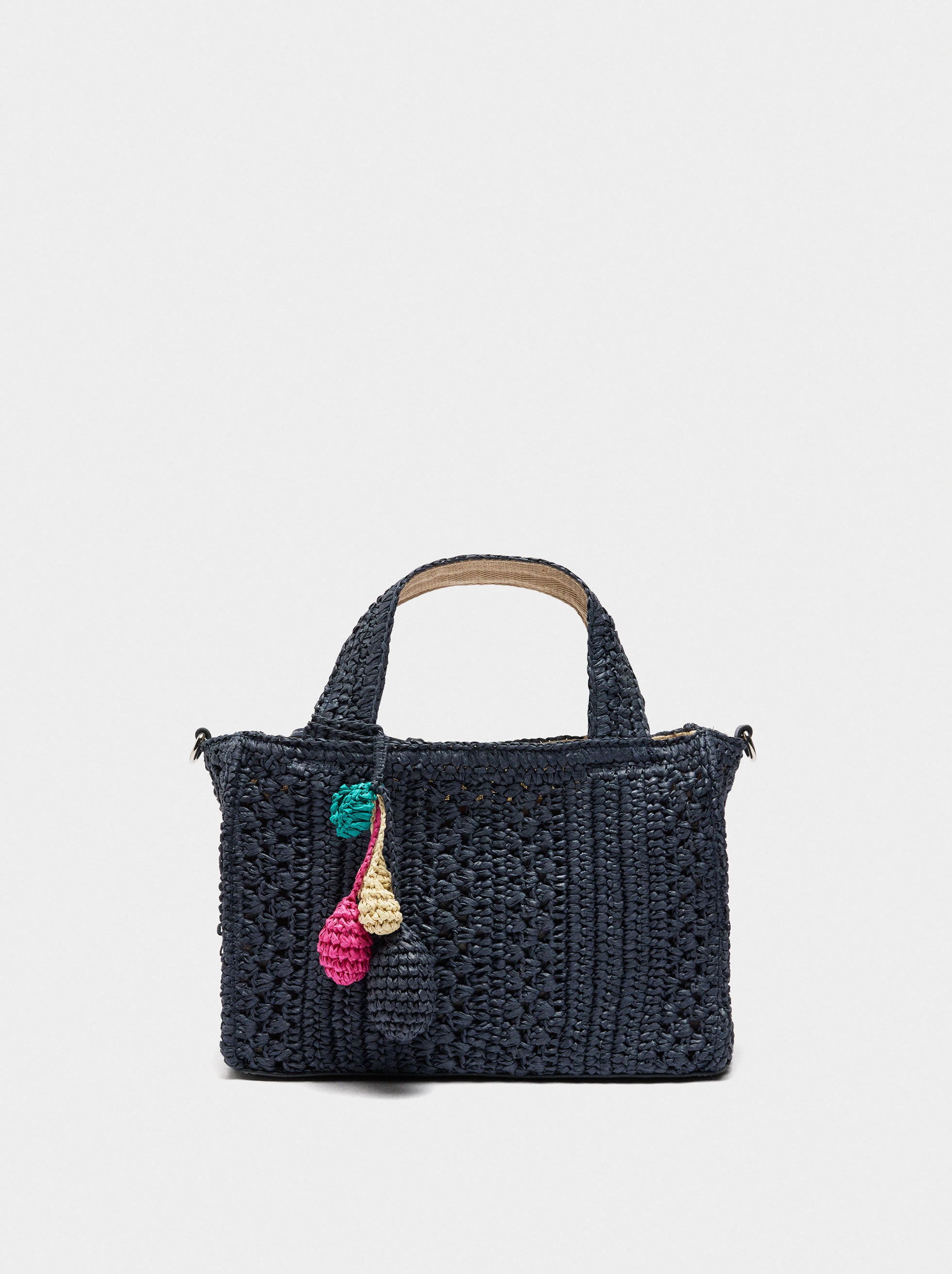 Bolso Tote Efecto Rafia Con Bandolera