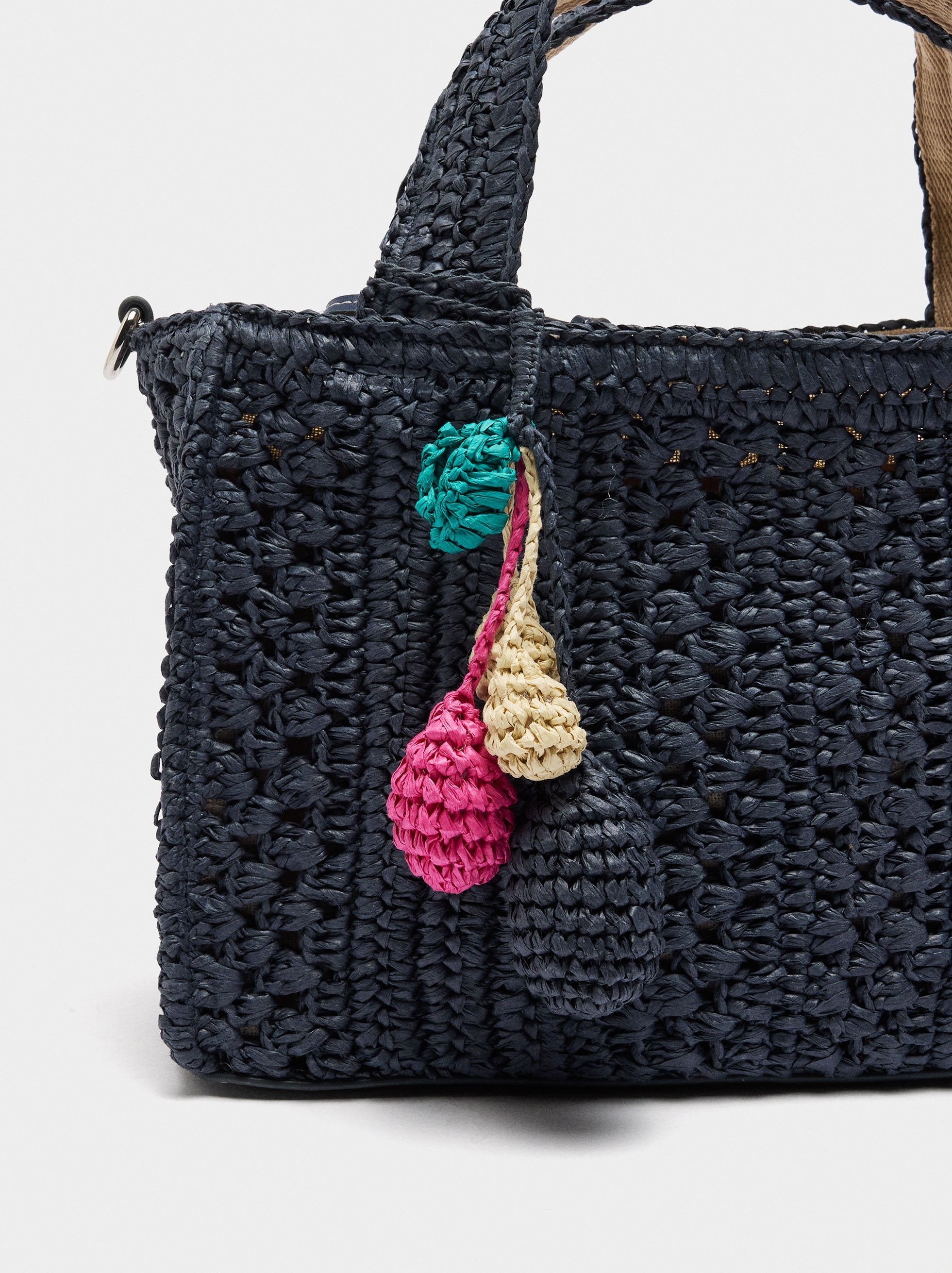 Bolso Tote Efecto Rafia Con Bandolera