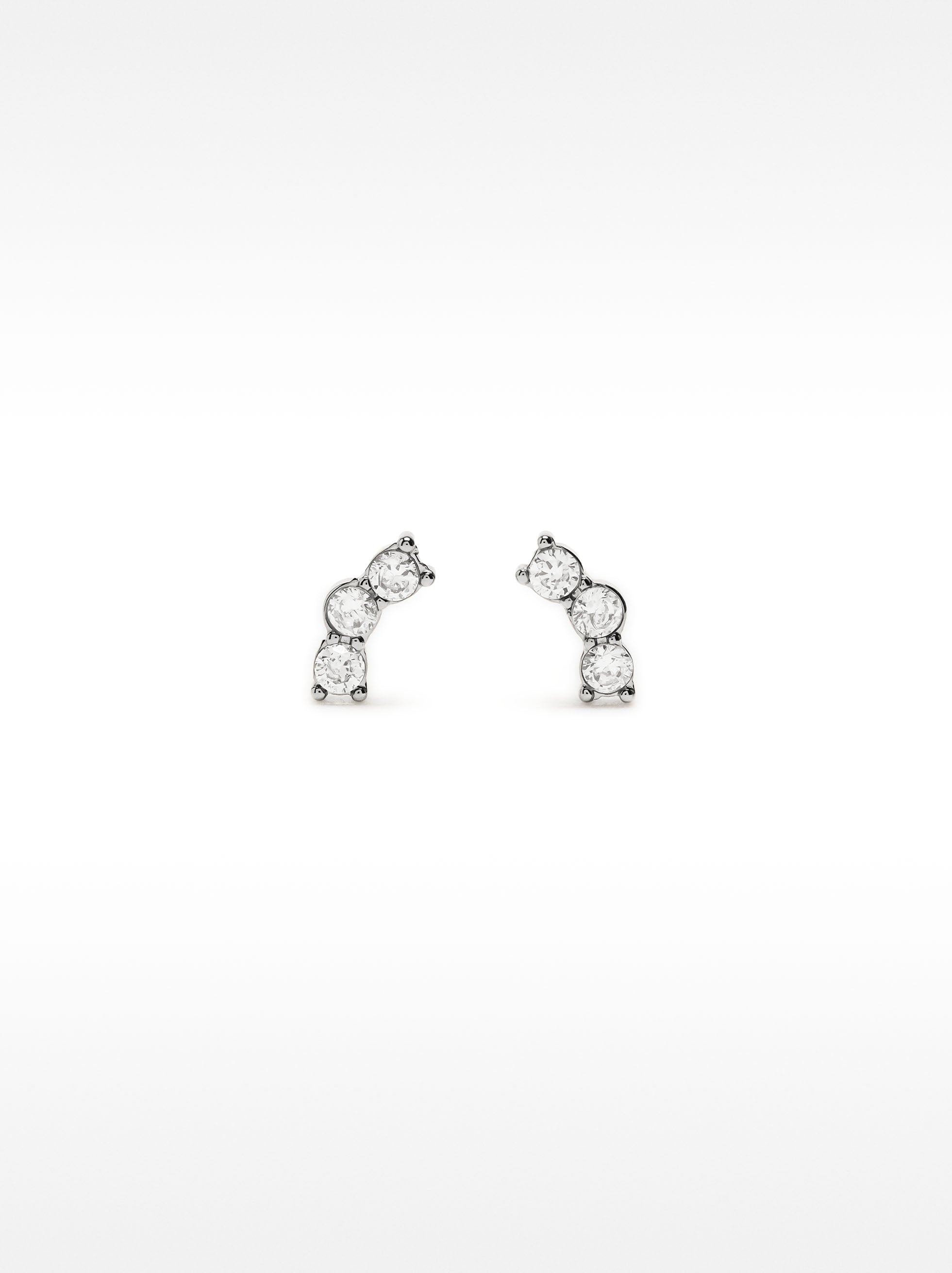 Pendientes Cortos Con Cristales - Acero Inoxidable