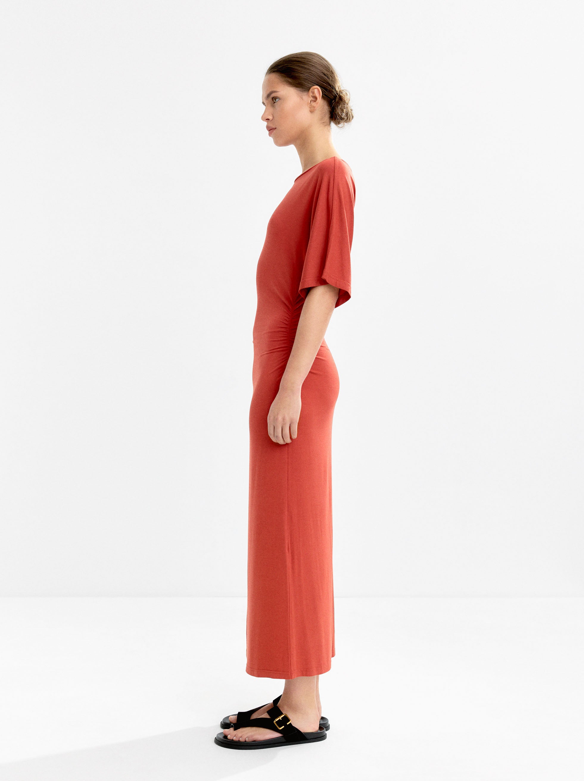 Vestido Largo Con Fruncido