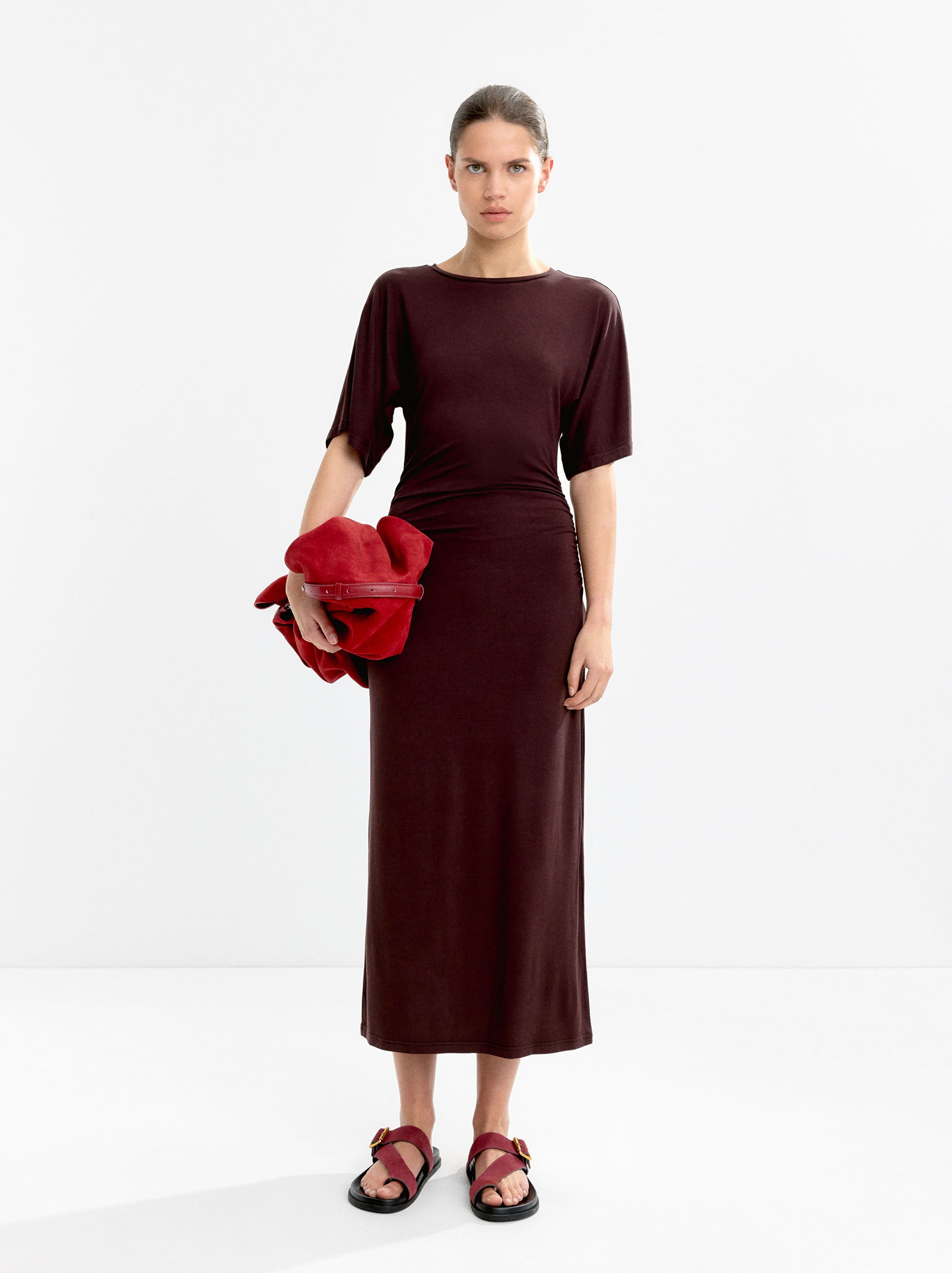 Vestido Largo Con Fruncido