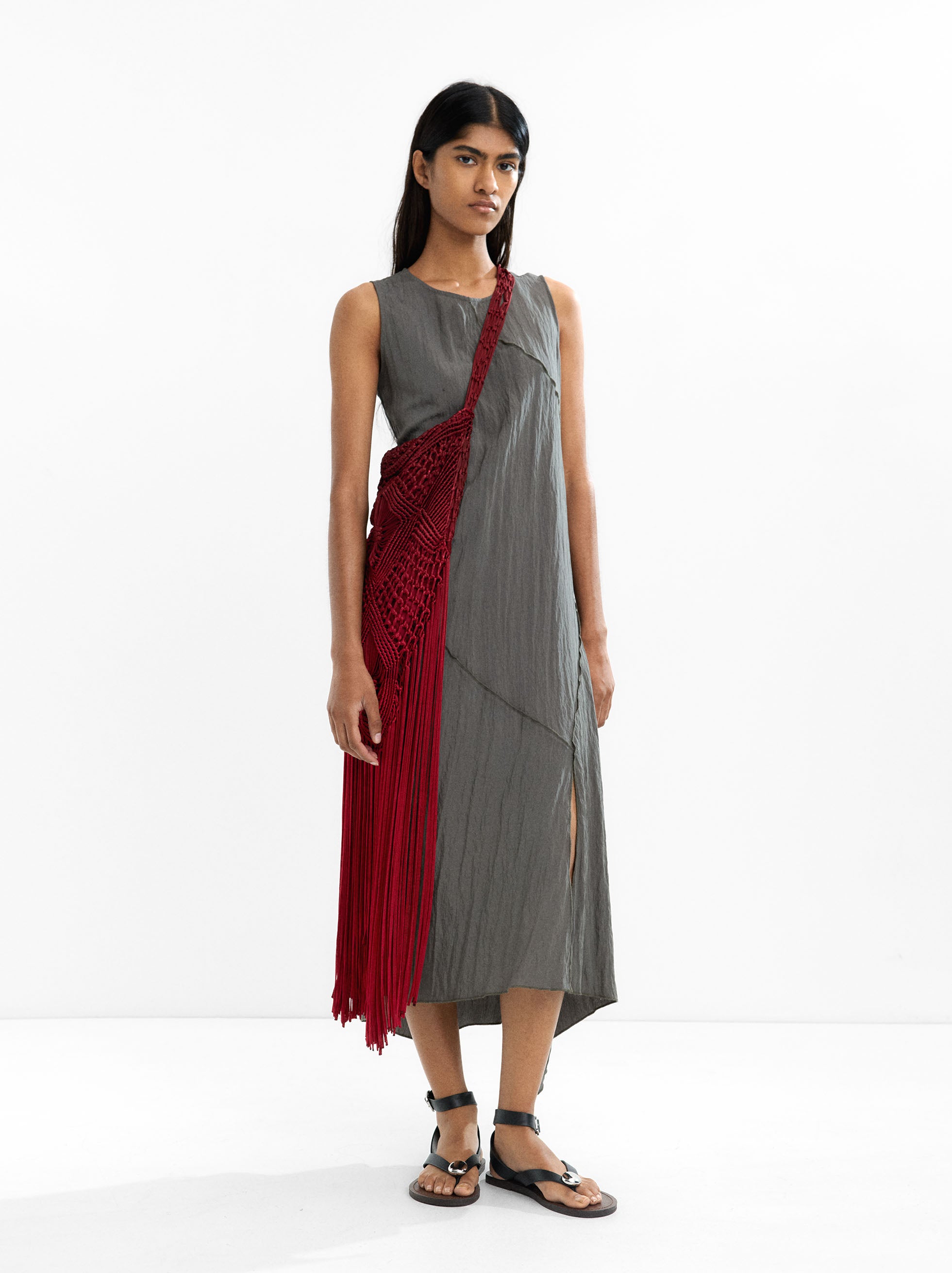 Vestido Midi Efecto Arrugado