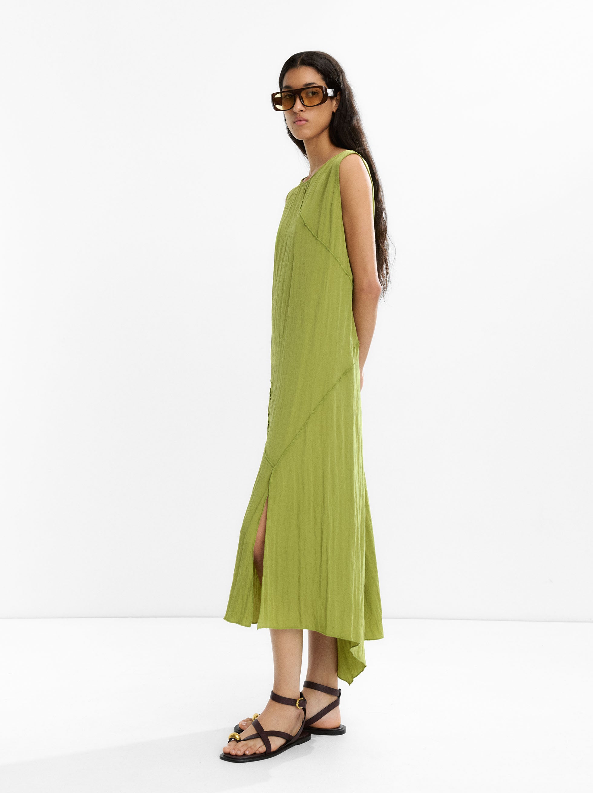 Vestido Midi Efecto Arrugado