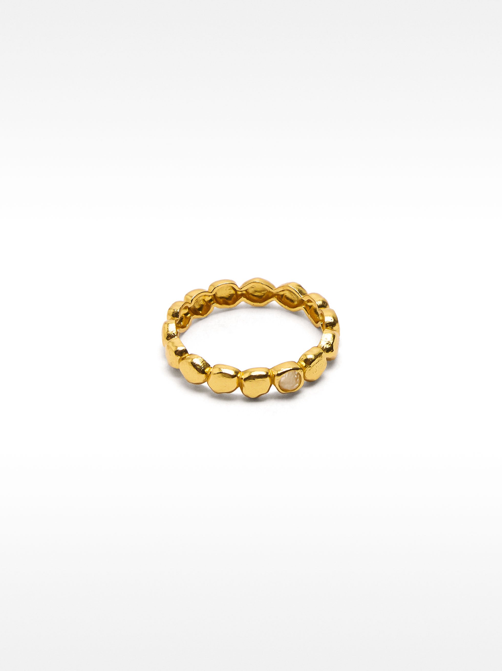 Anillo Círculos Y Piedra - Plata De Ley 925