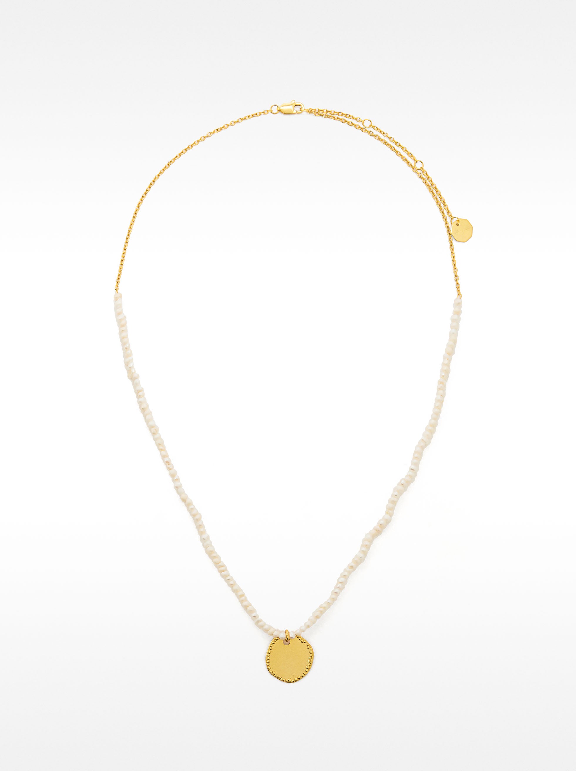 Collar De Perla De Agua Dulce Con Medalla - Plata De Ley 925