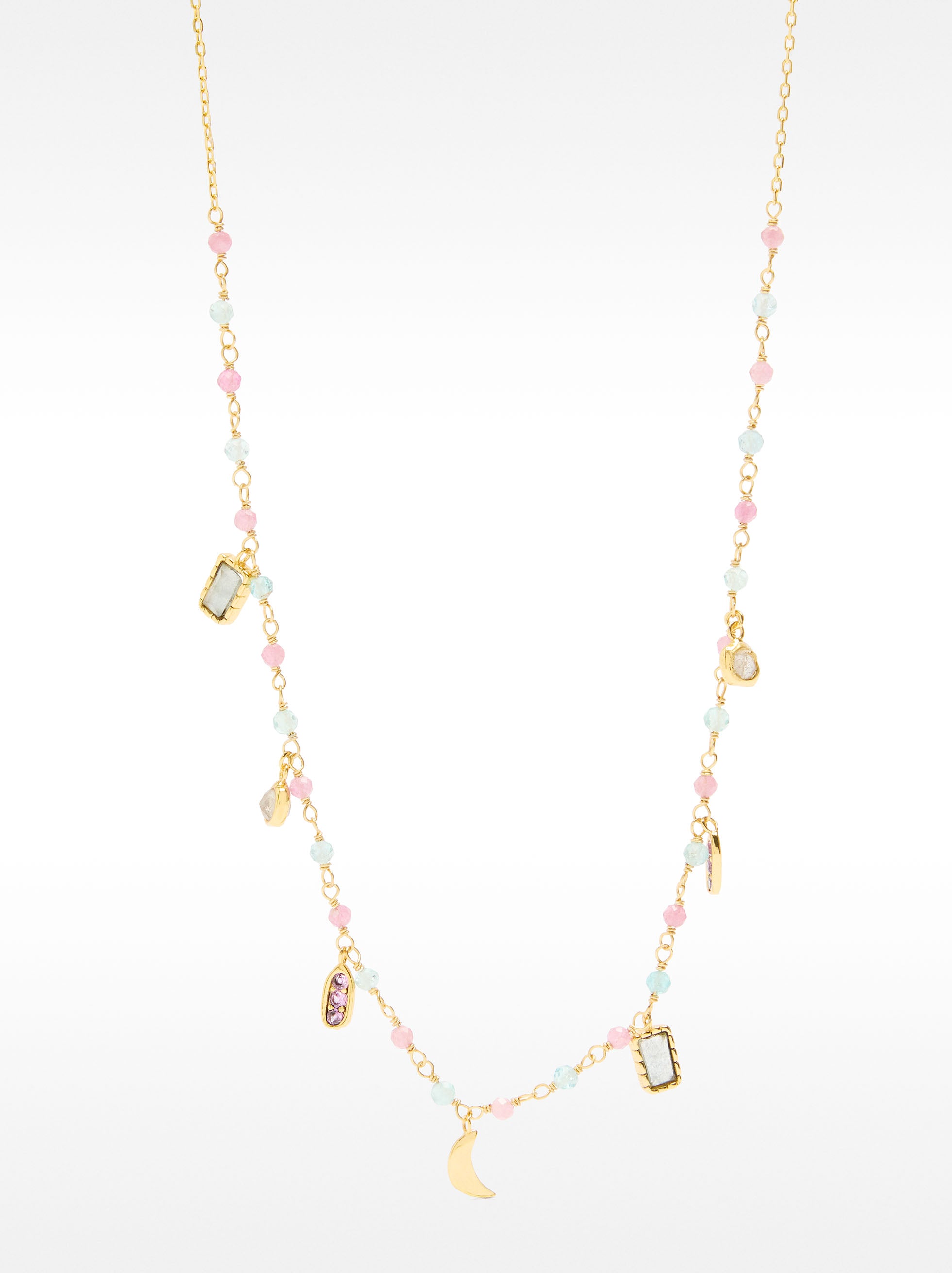 Collar Con Piedras Y Circonitas - Plata De Ley 925