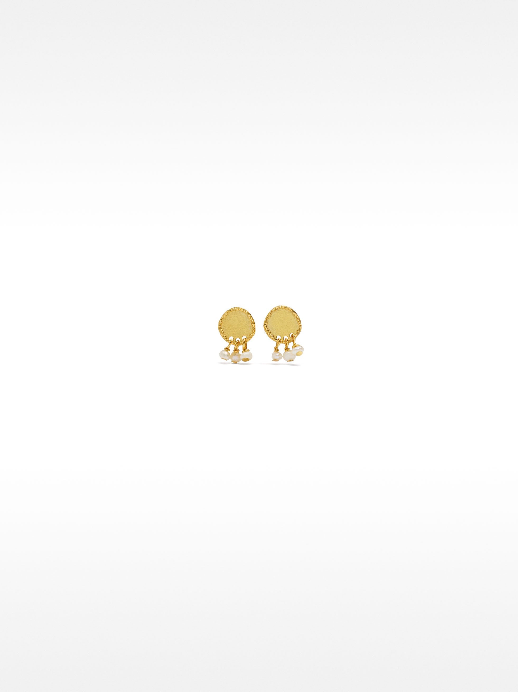 Pendientes Cortos Con Perlas De Agua Dulce - Plata De Ley 925