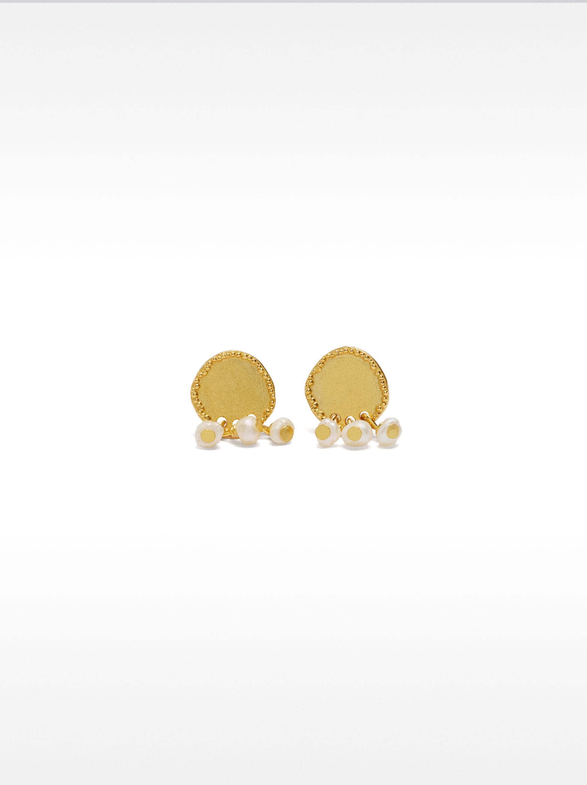 Pendientes Cortos Con Perlas De Agua Dulce - Plata De Ley 925