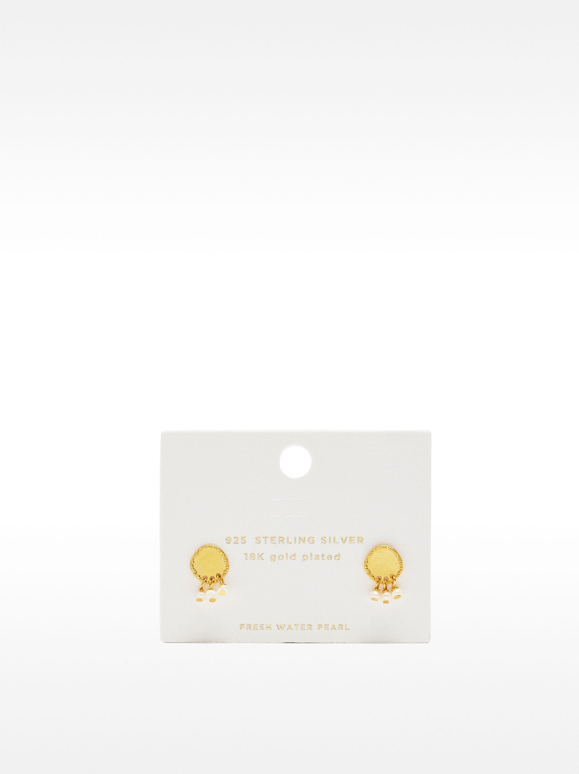 Pendientes Cortos Con Perlas De Agua Dulce - Plata De Ley 925