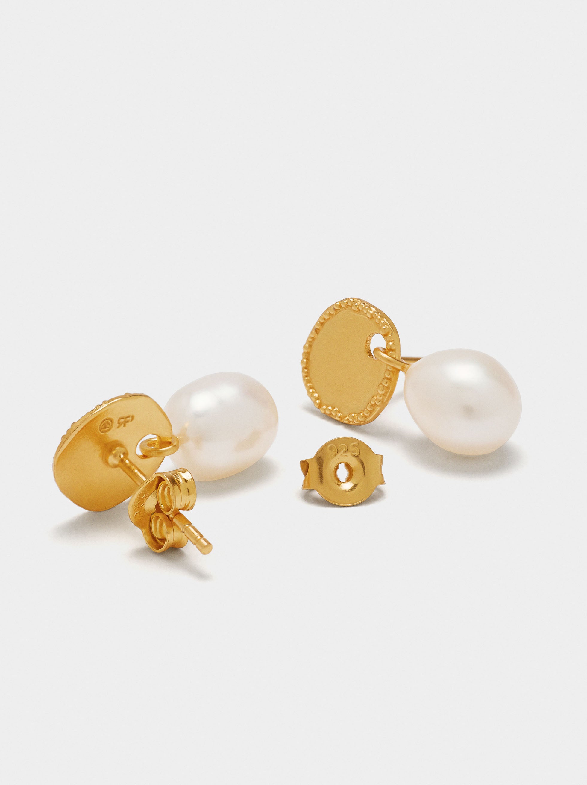 Pendientes Con Perlas De Agua Dulce - Plata De Ley 925