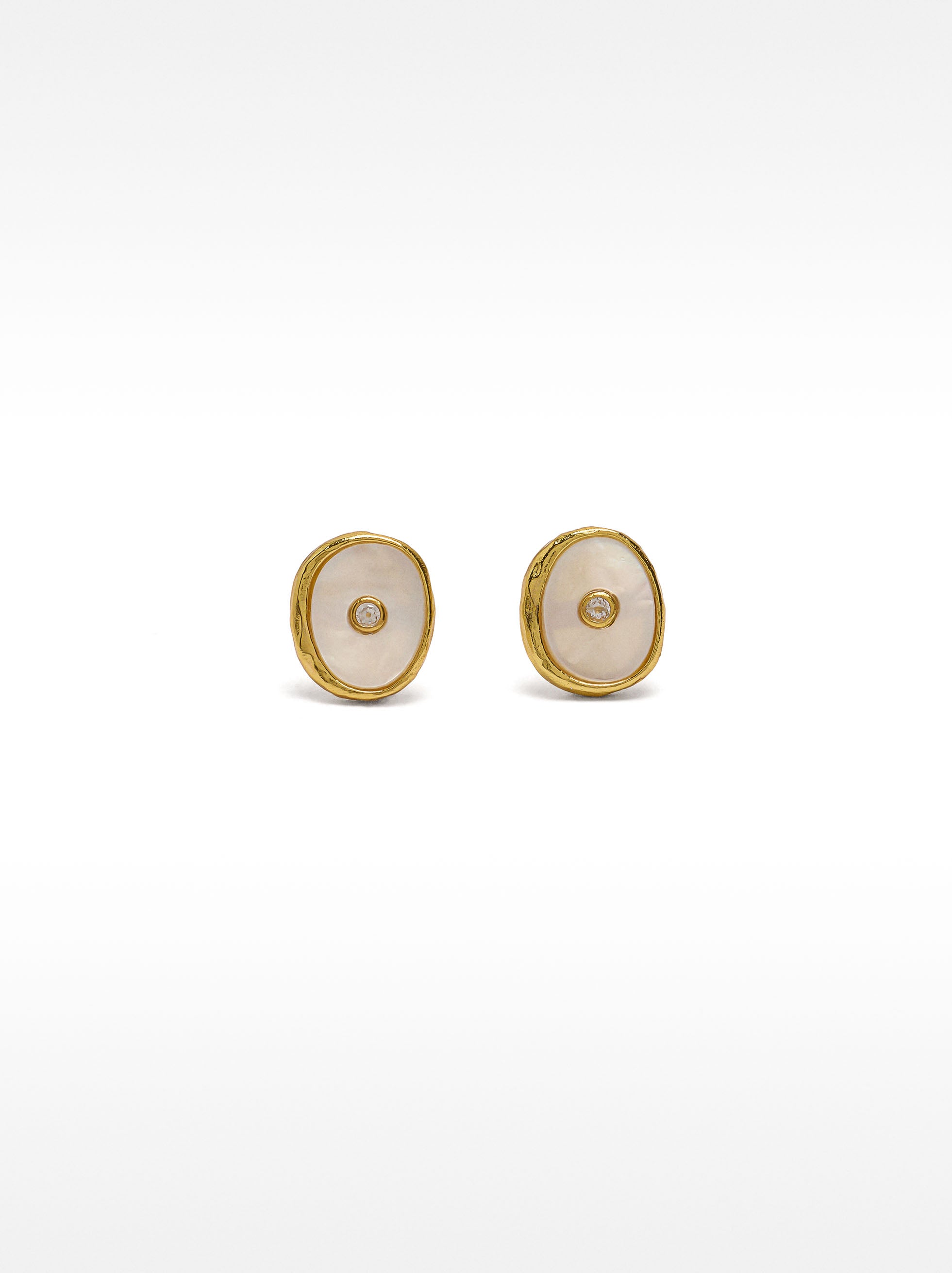 Pendientes De Perla De Agua Dulce Con Circonita - Plata De Ley 925