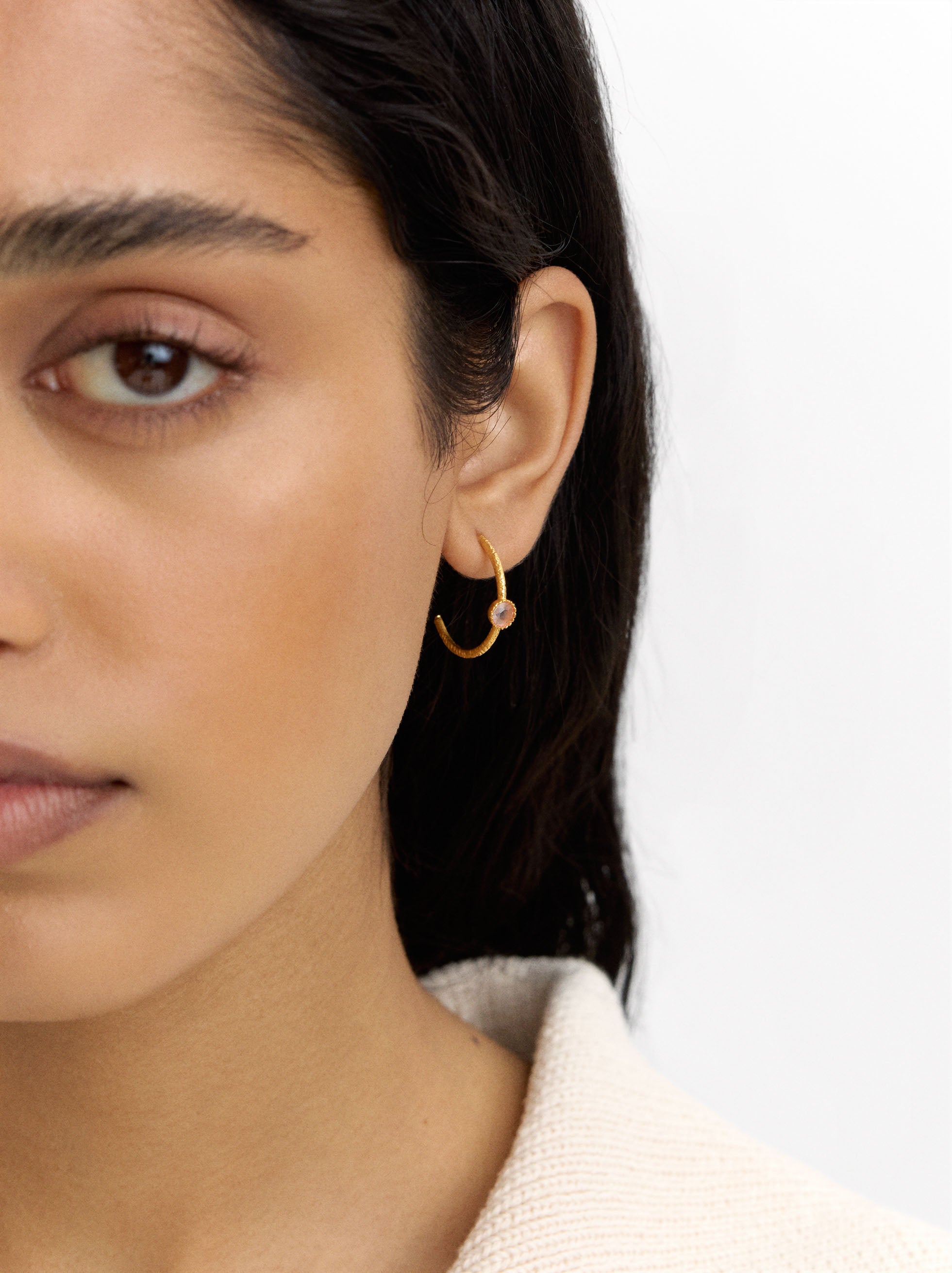 Aro Abierto Con Circonita - Plata De Ley 925